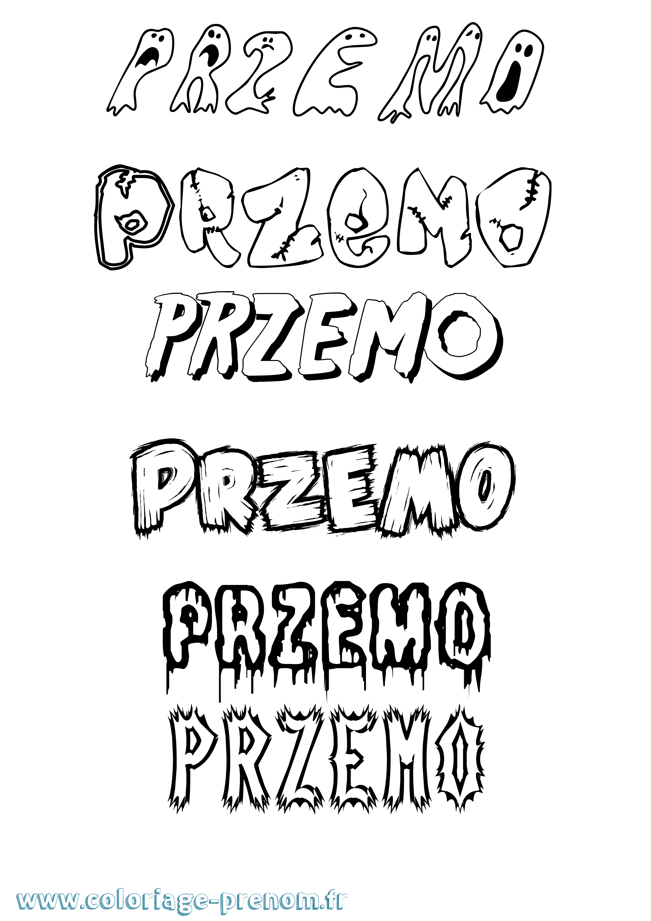 Coloriage Przemo Frisson Coloriage prénom Przemo Frisson