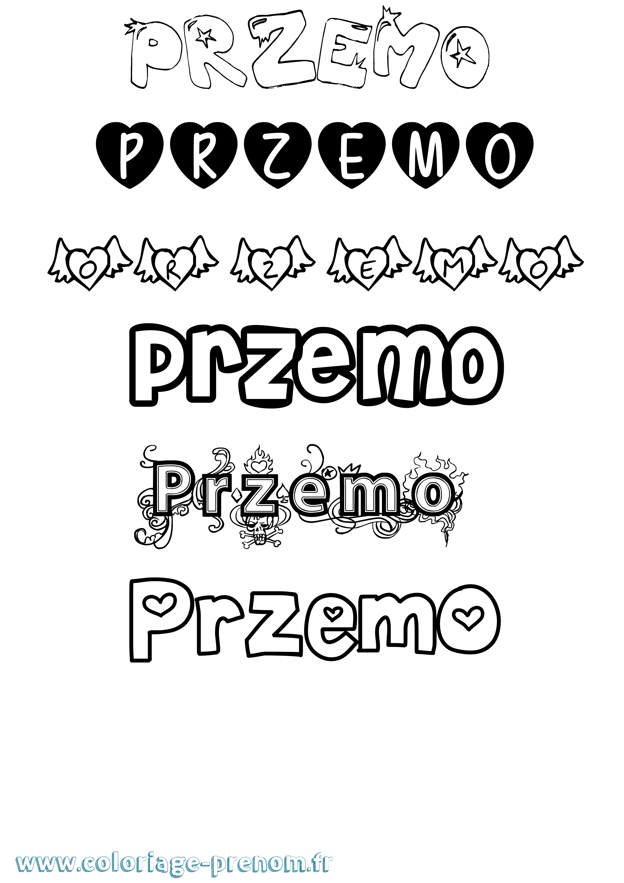 Coloriage Przemo Girly Coloriage prénom Przemo Girly