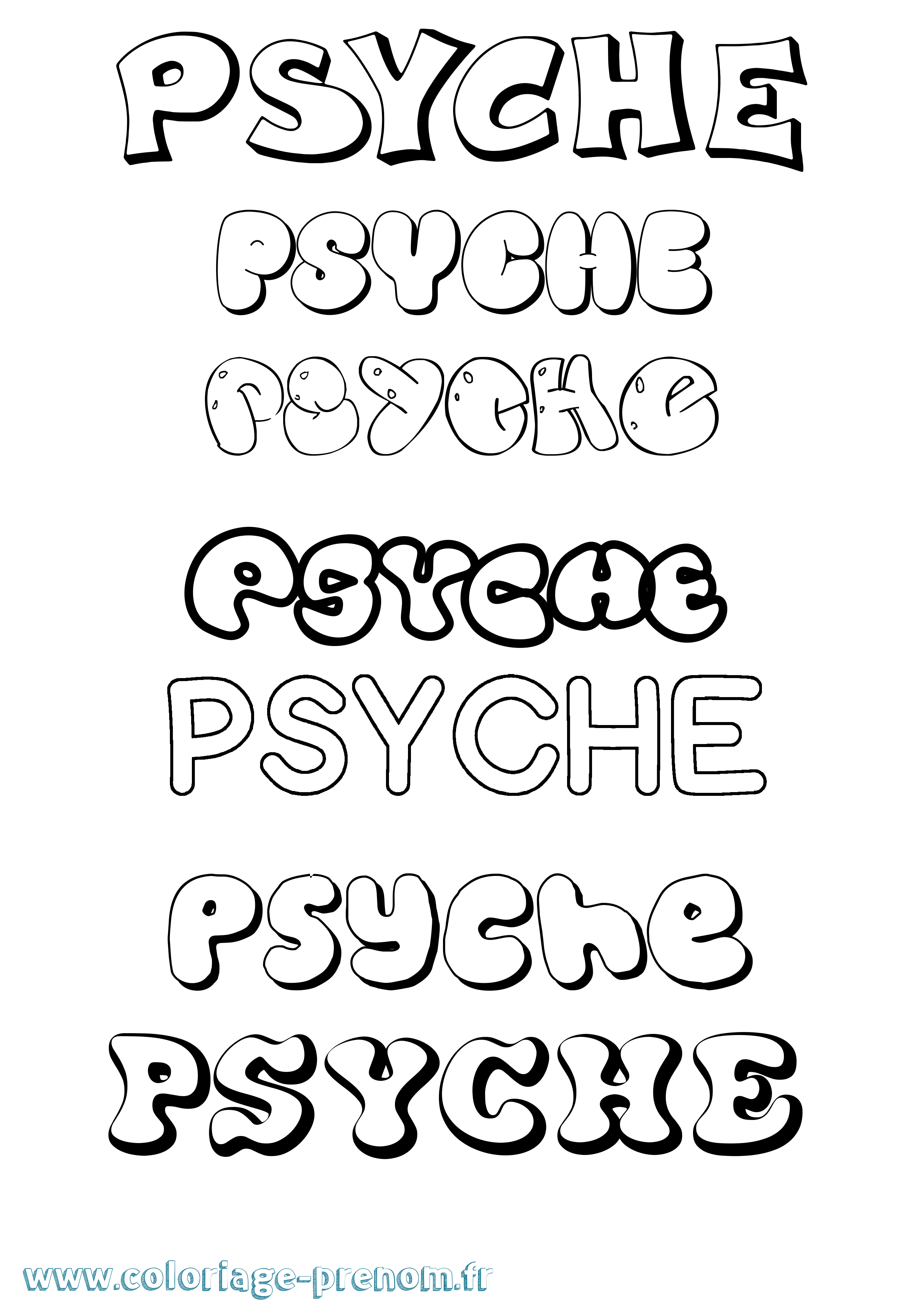 Coloriage prénom Psyche Bubble