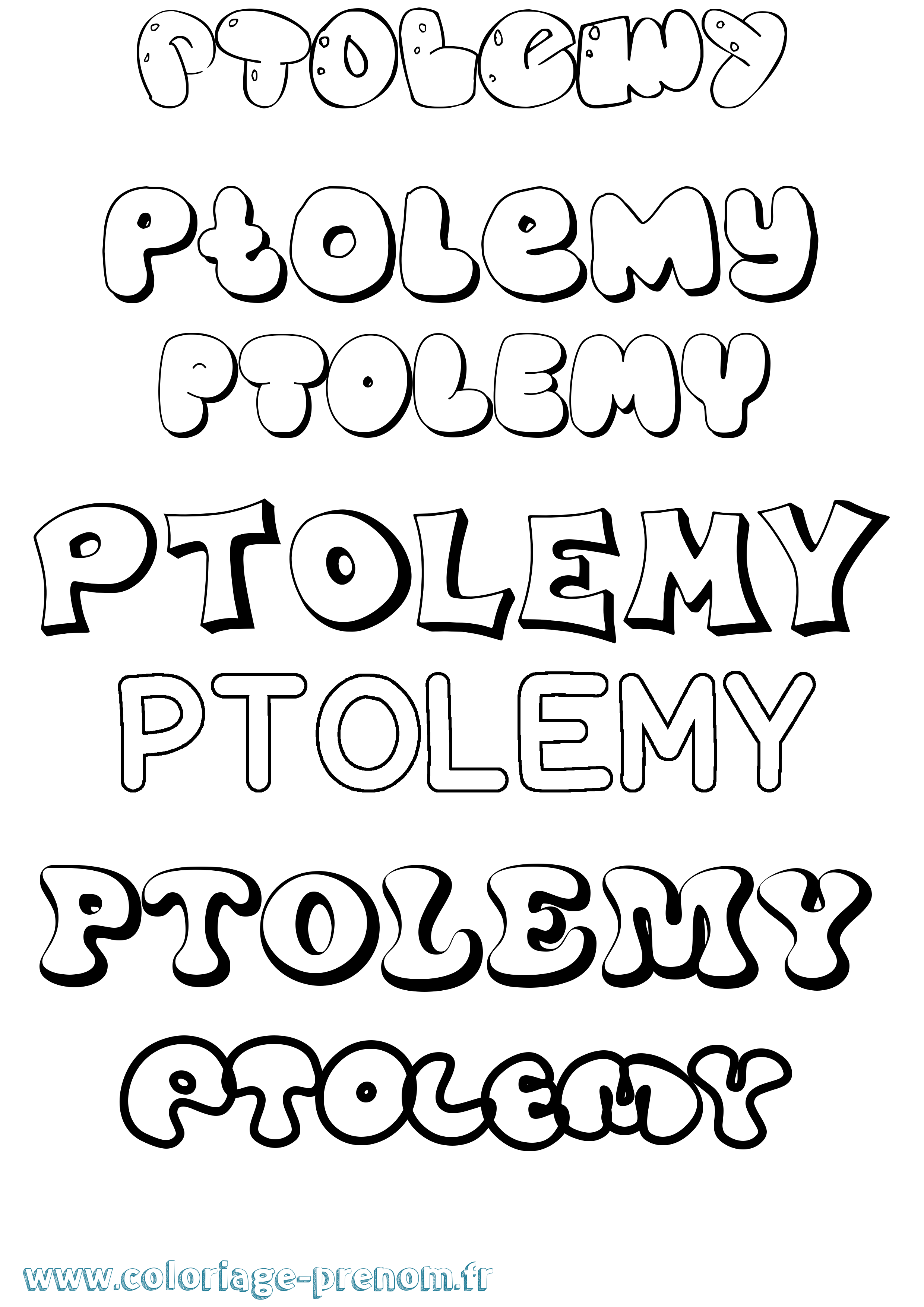 Coloriage Ptolemy Bubble Coloriage prénom Ptolemy Bubble
