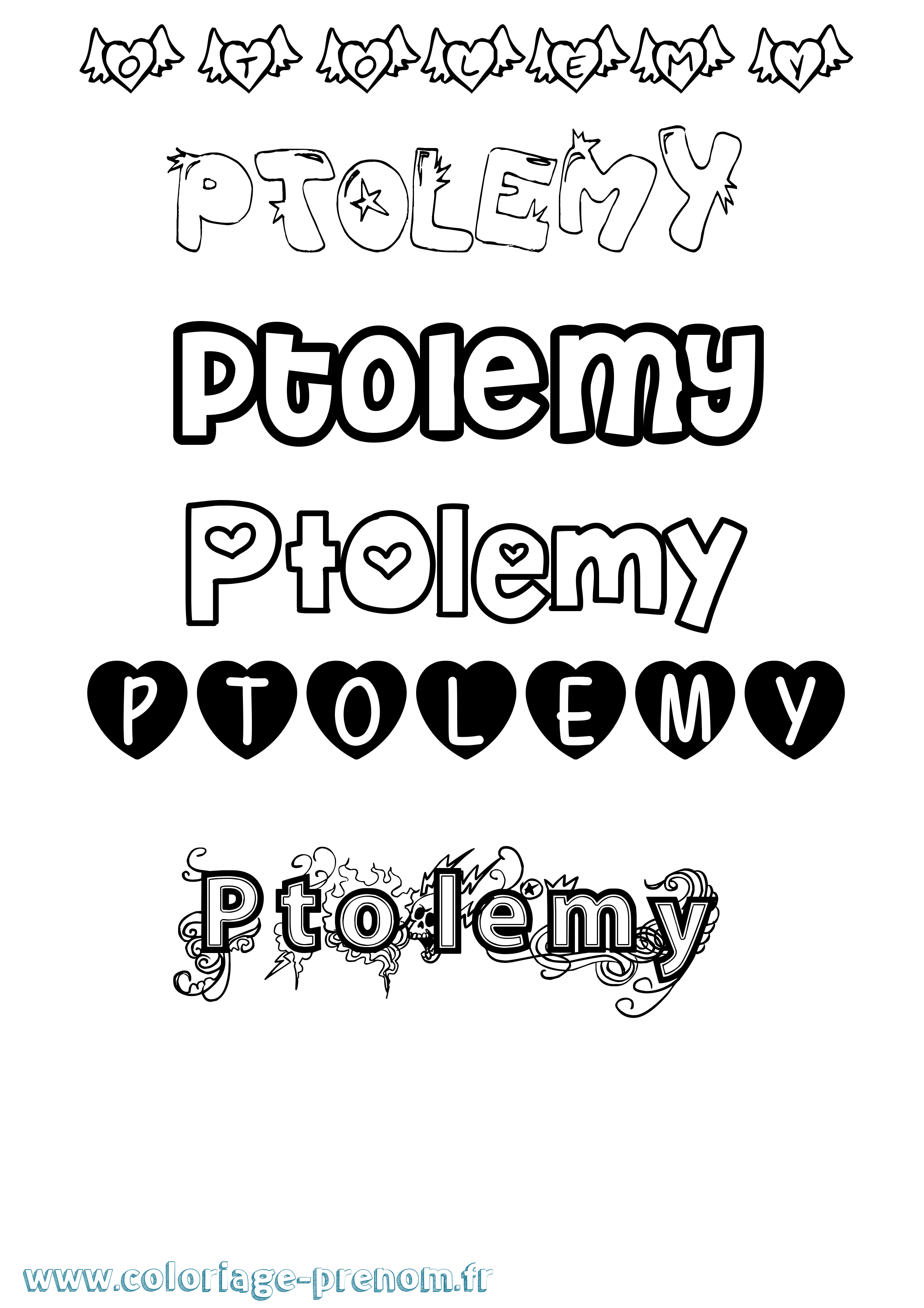 Coloriage Ptolemy Girly Coloriage prénom Ptolemy Girly