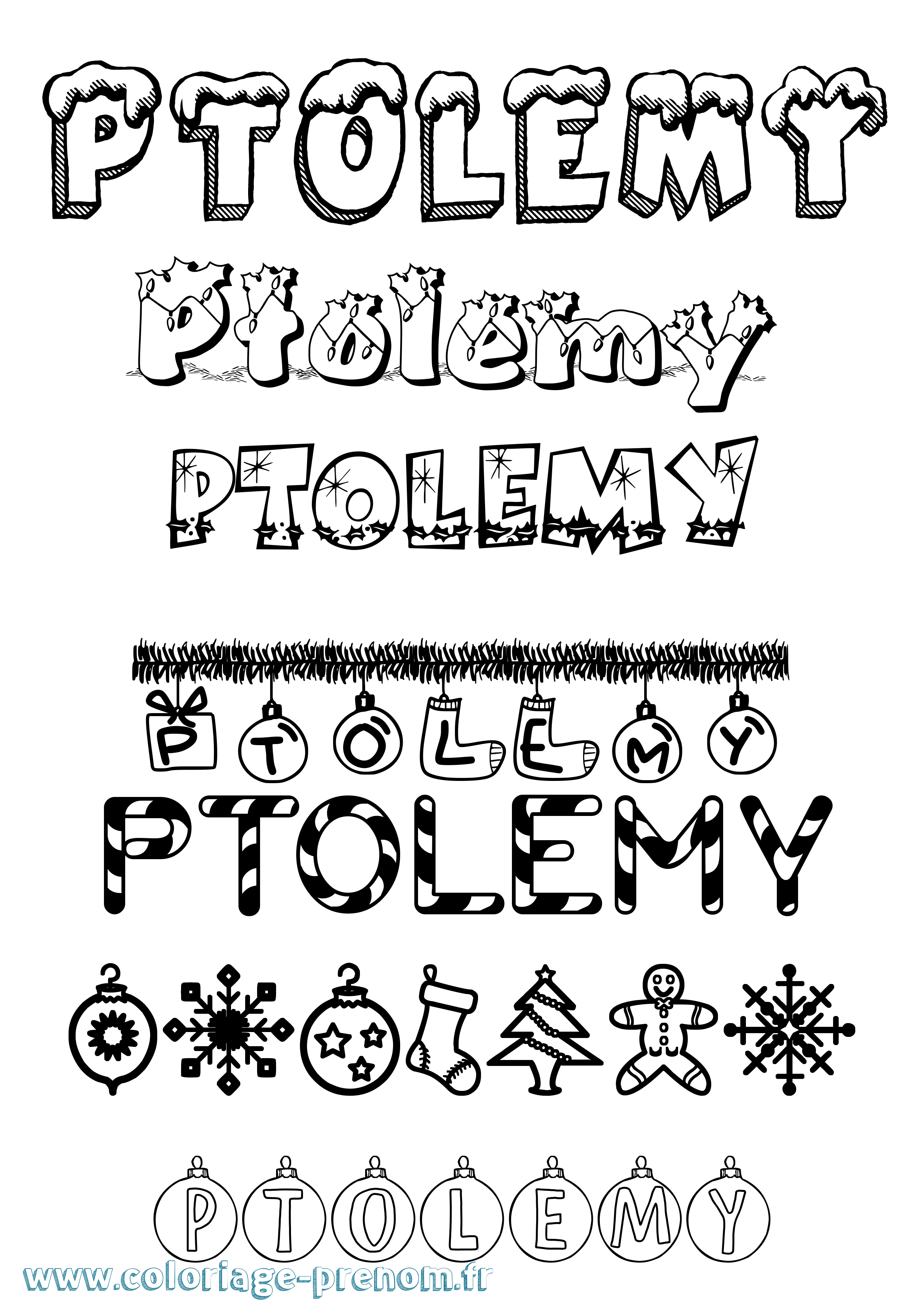 Coloriage Ptolemy Noël Coloriage prénom Ptolemy Noël