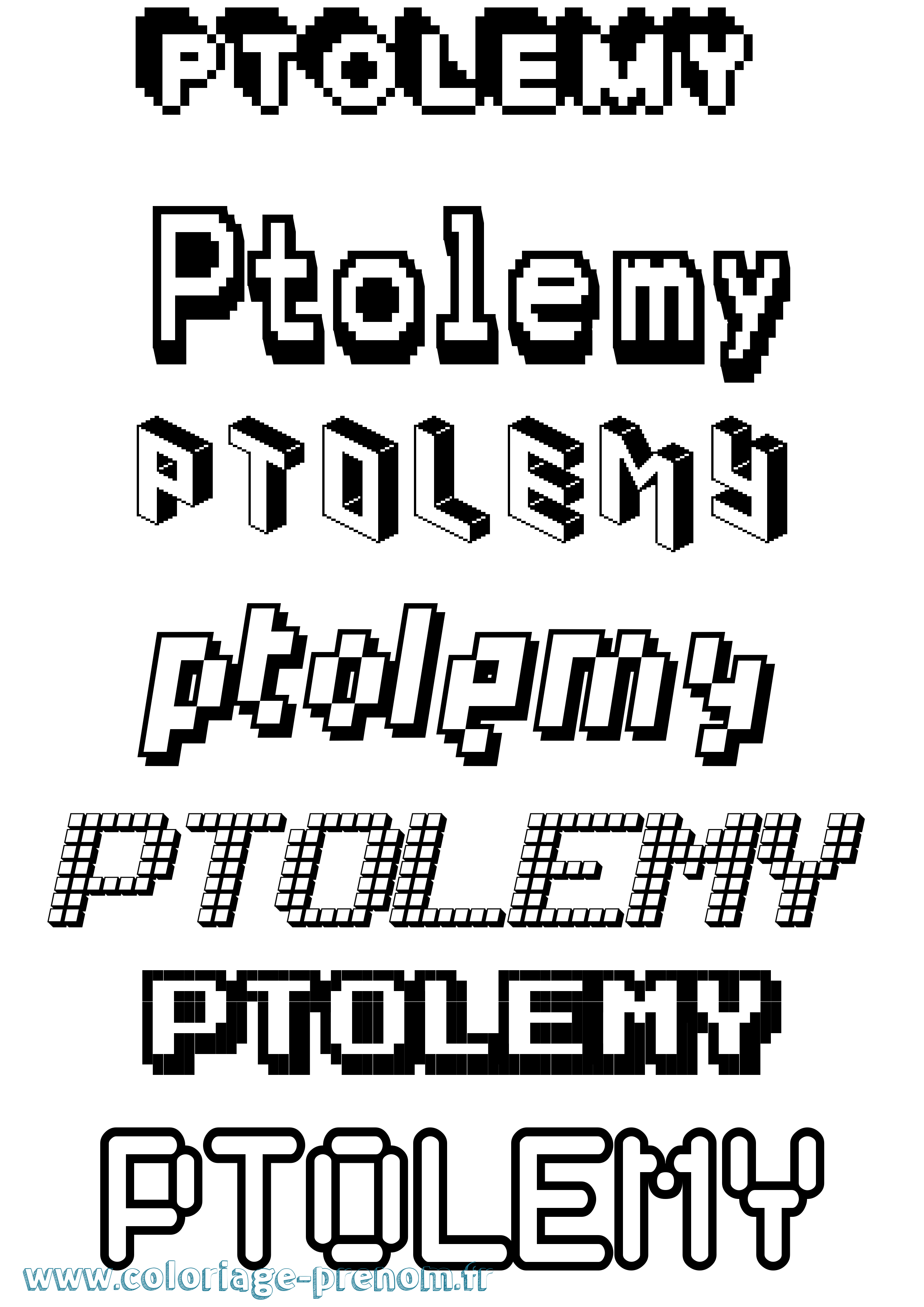Coloriage Ptolemy Pixel Coloriage prénom Ptolemy Pixel