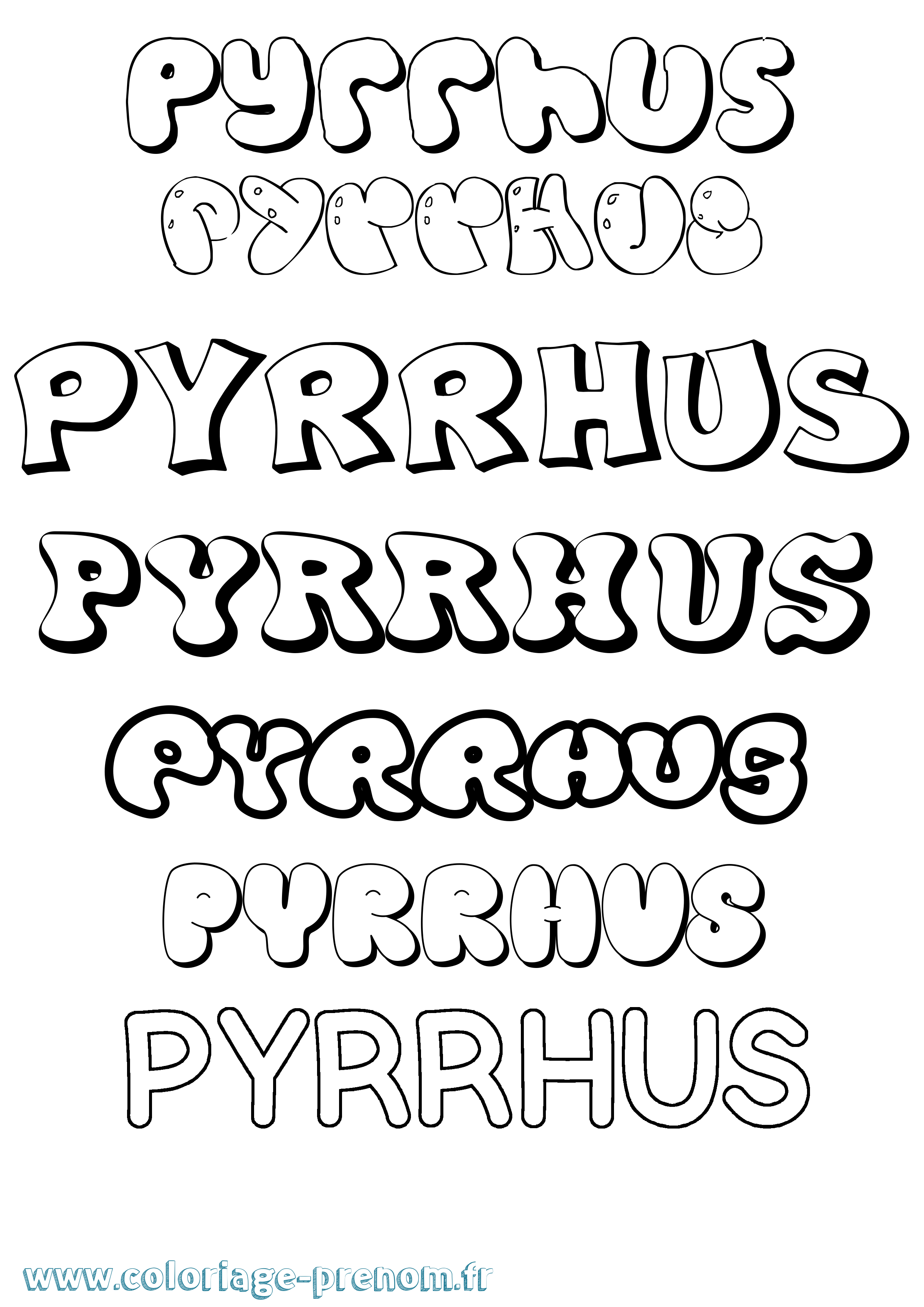Coloriage Pyrrhus Bubble Coloriage prénom Pyrrhus Bubble