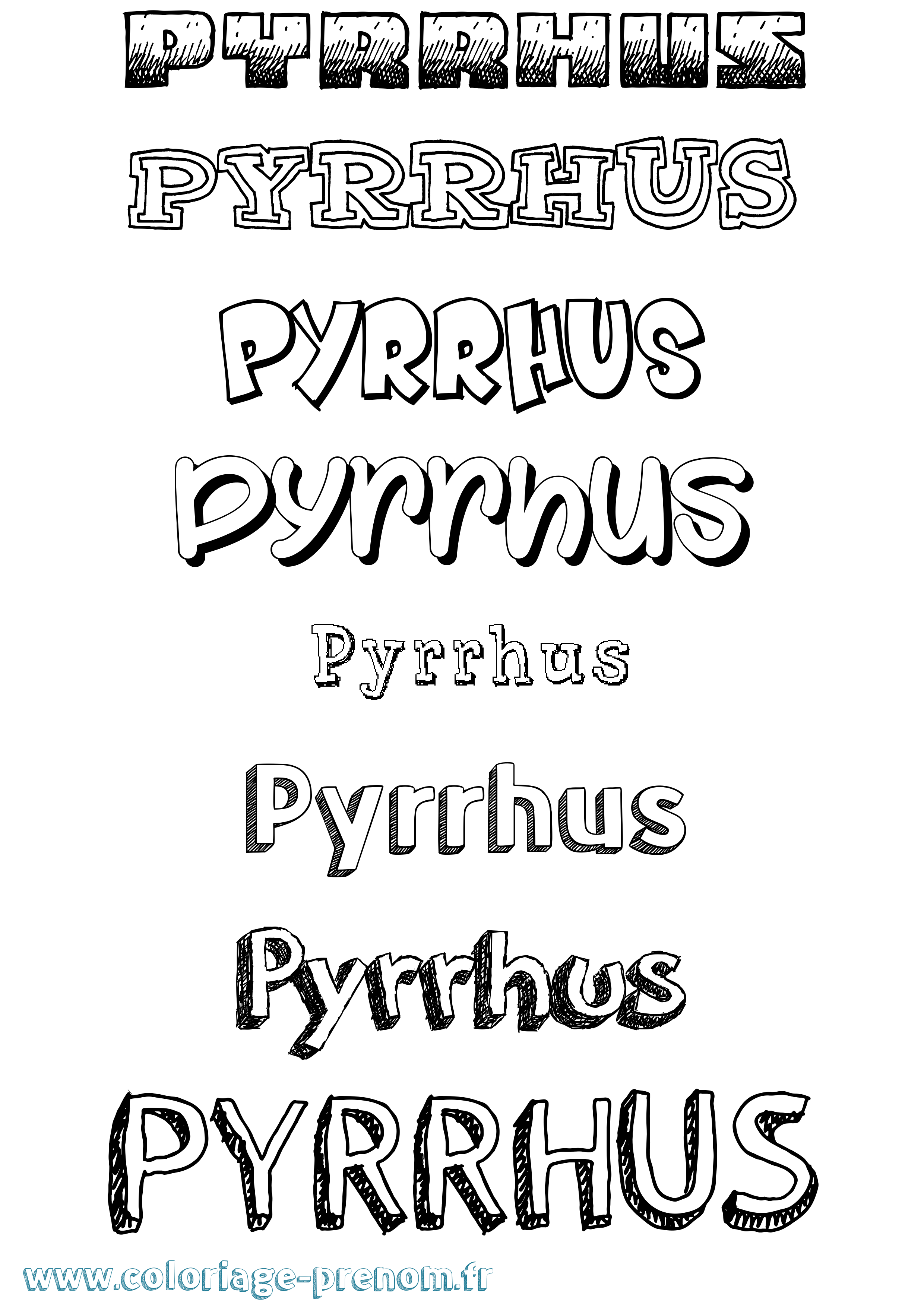 Coloriage prénom Pyrrhus Dessiné