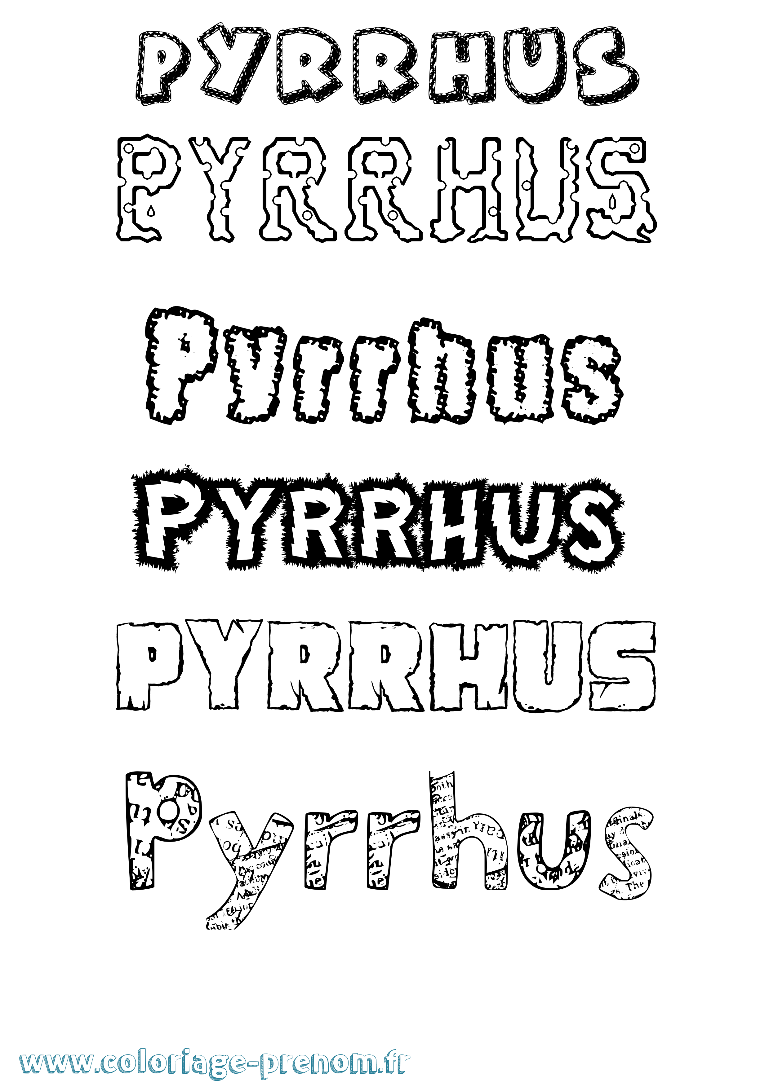 Coloriage Pyrrhus Destructuré Coloriage prénom Pyrrhus Destructuré