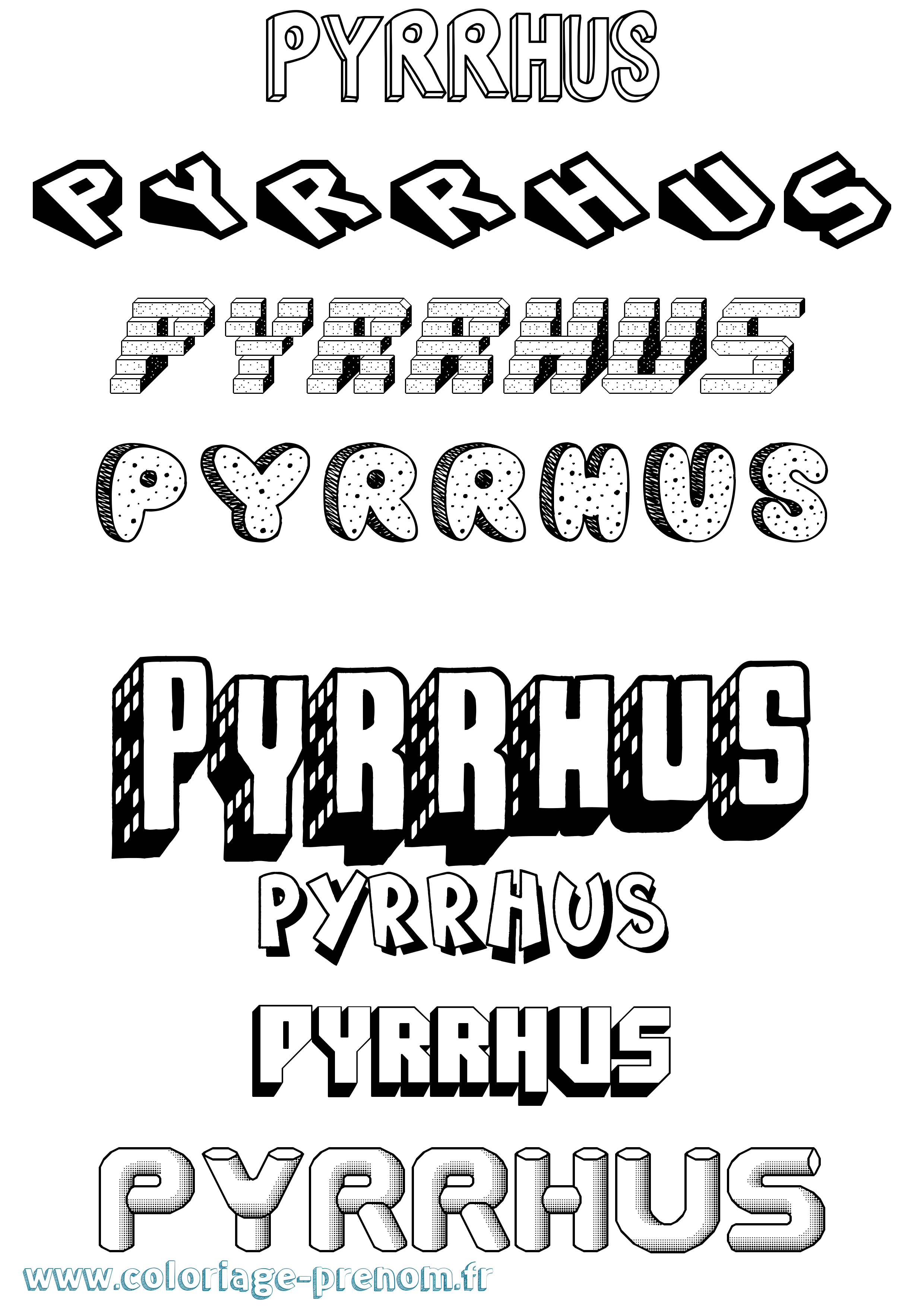 Coloriage Pyrrhus Effet 3D Coloriage prénom Pyrrhus Effet 3D
