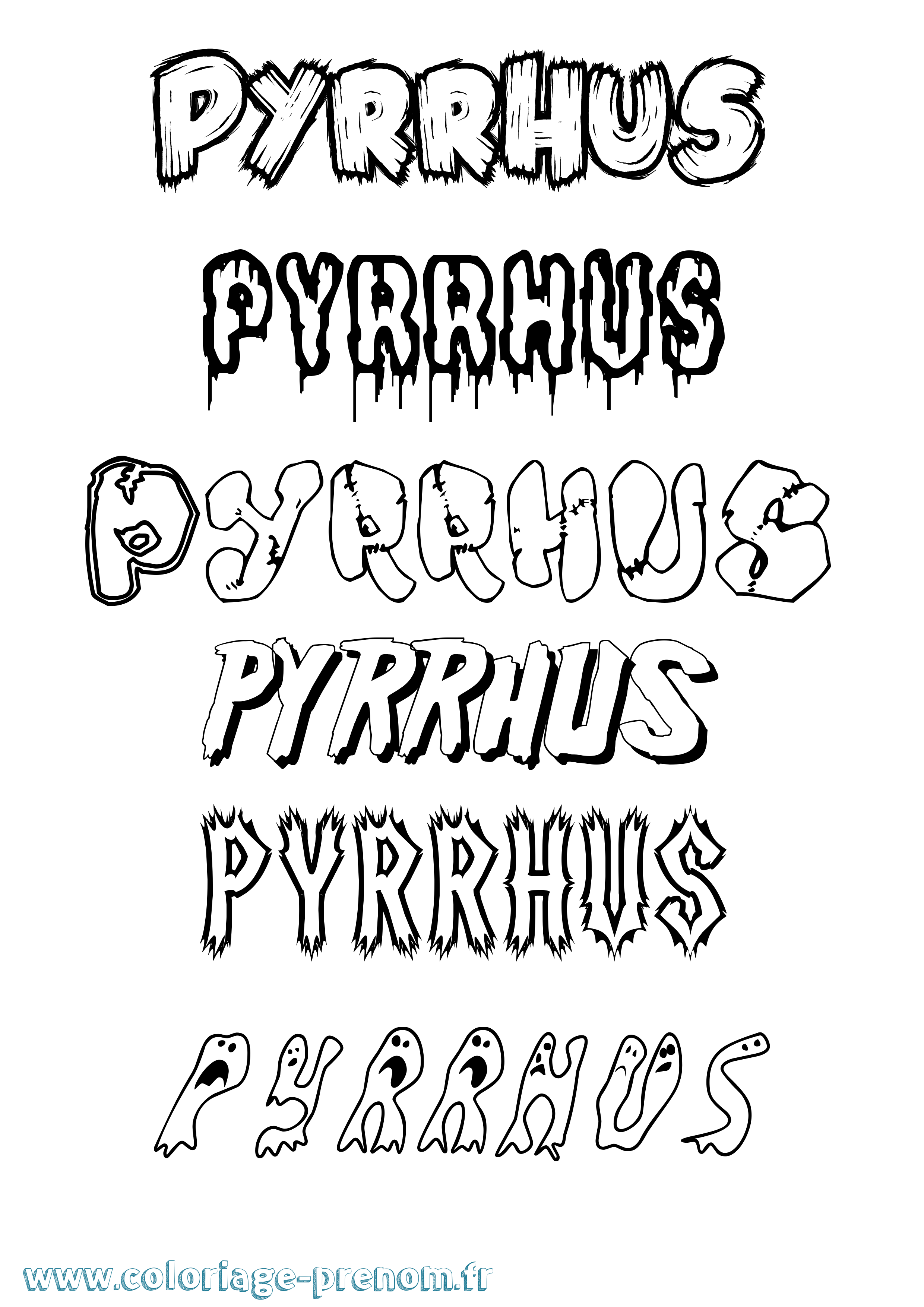 Coloriage Pyrrhus Frisson Coloriage prénom Pyrrhus Frisson