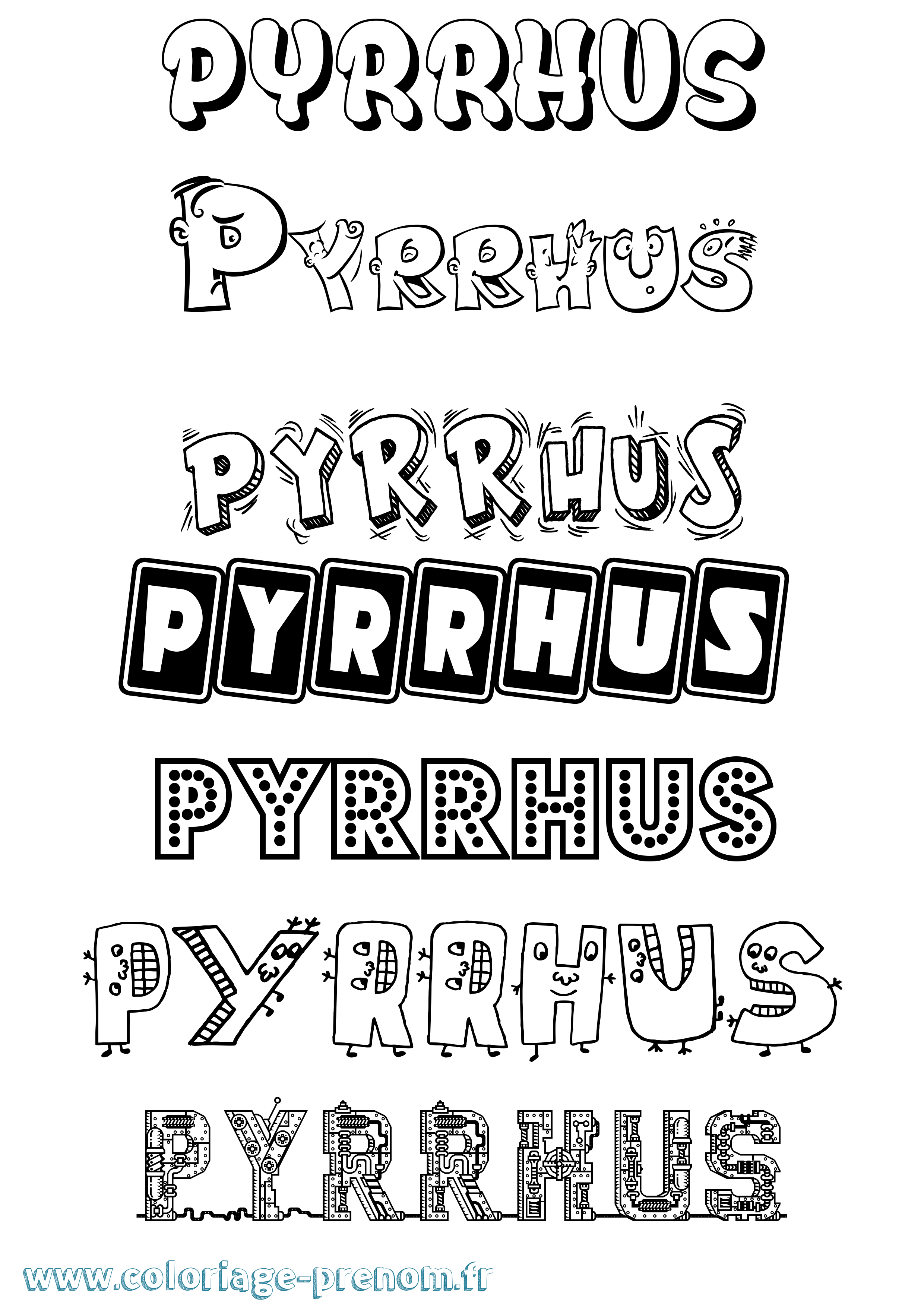 Coloriage prénom Pyrrhus Fun