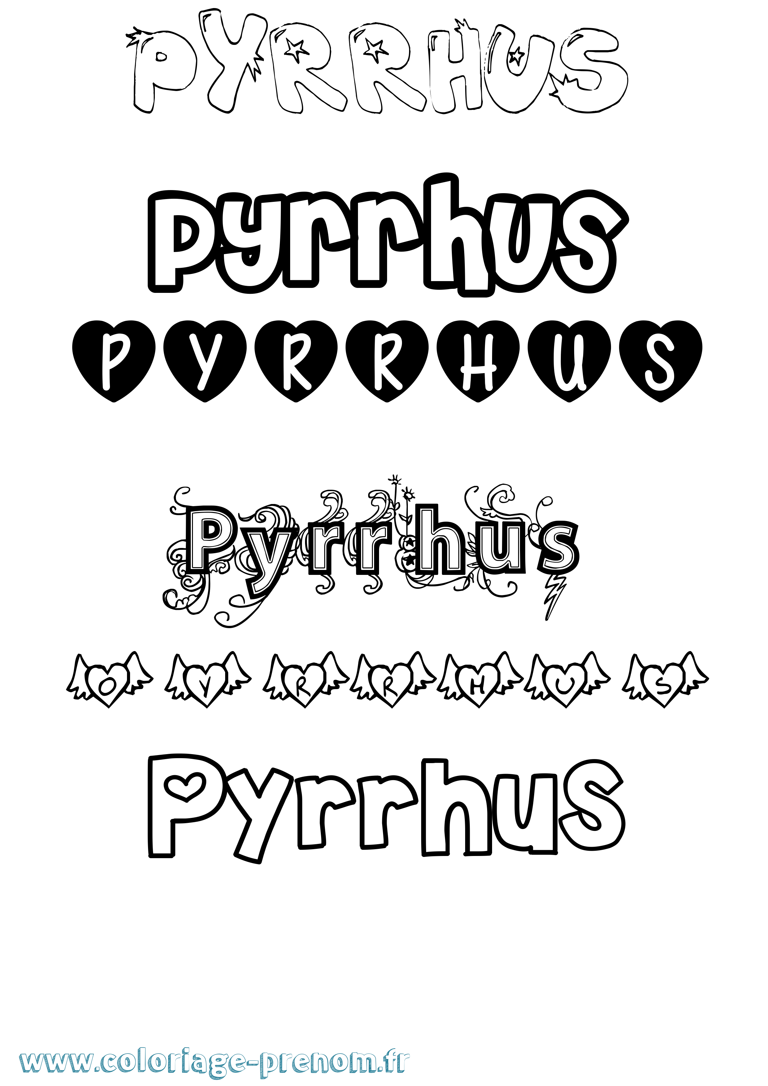 Coloriage Pyrrhus Girly Coloriage prénom Pyrrhus Girly