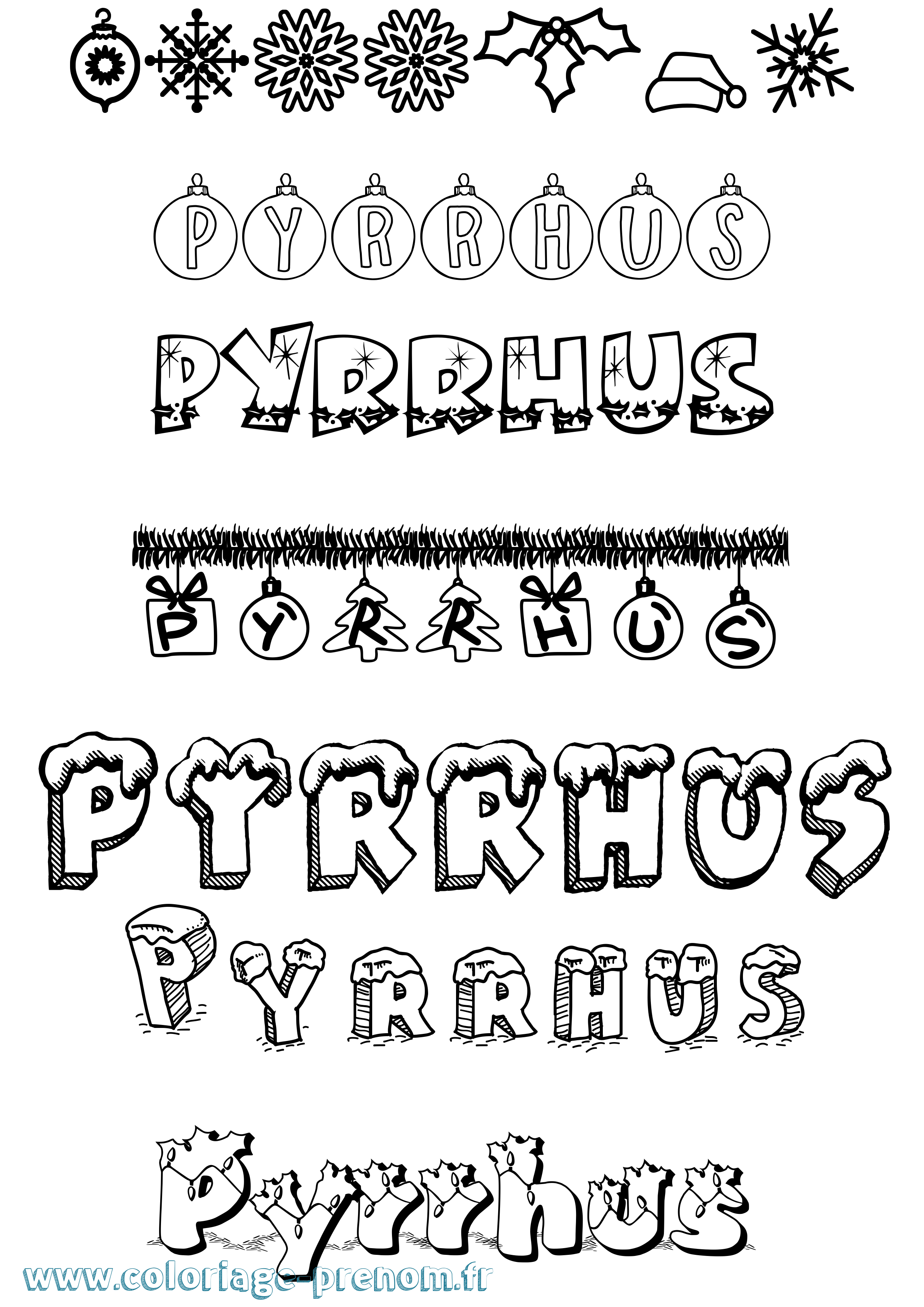 Coloriage prénom Pyrrhus Noël