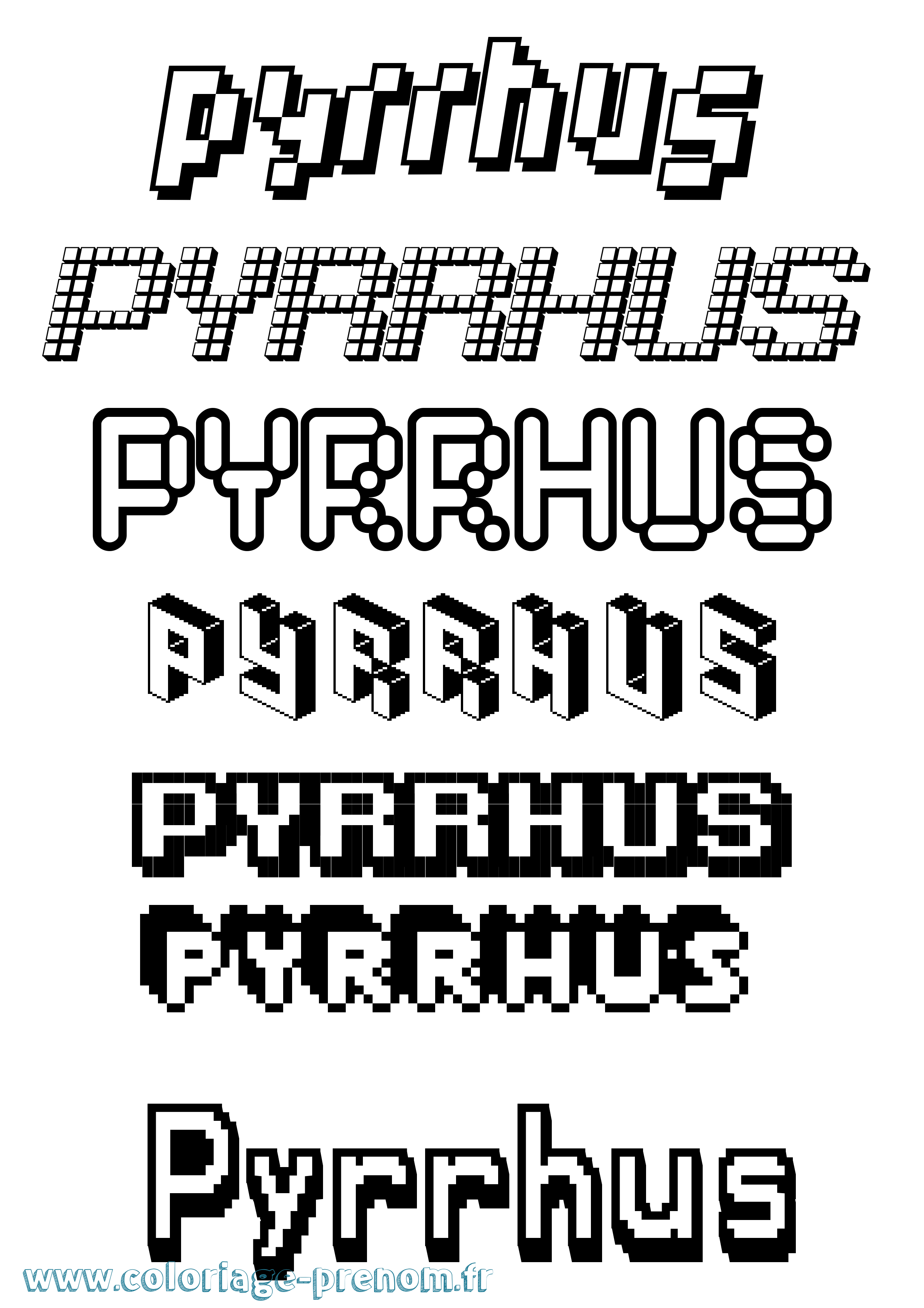 Coloriage prénom Pyrrhus Pixel