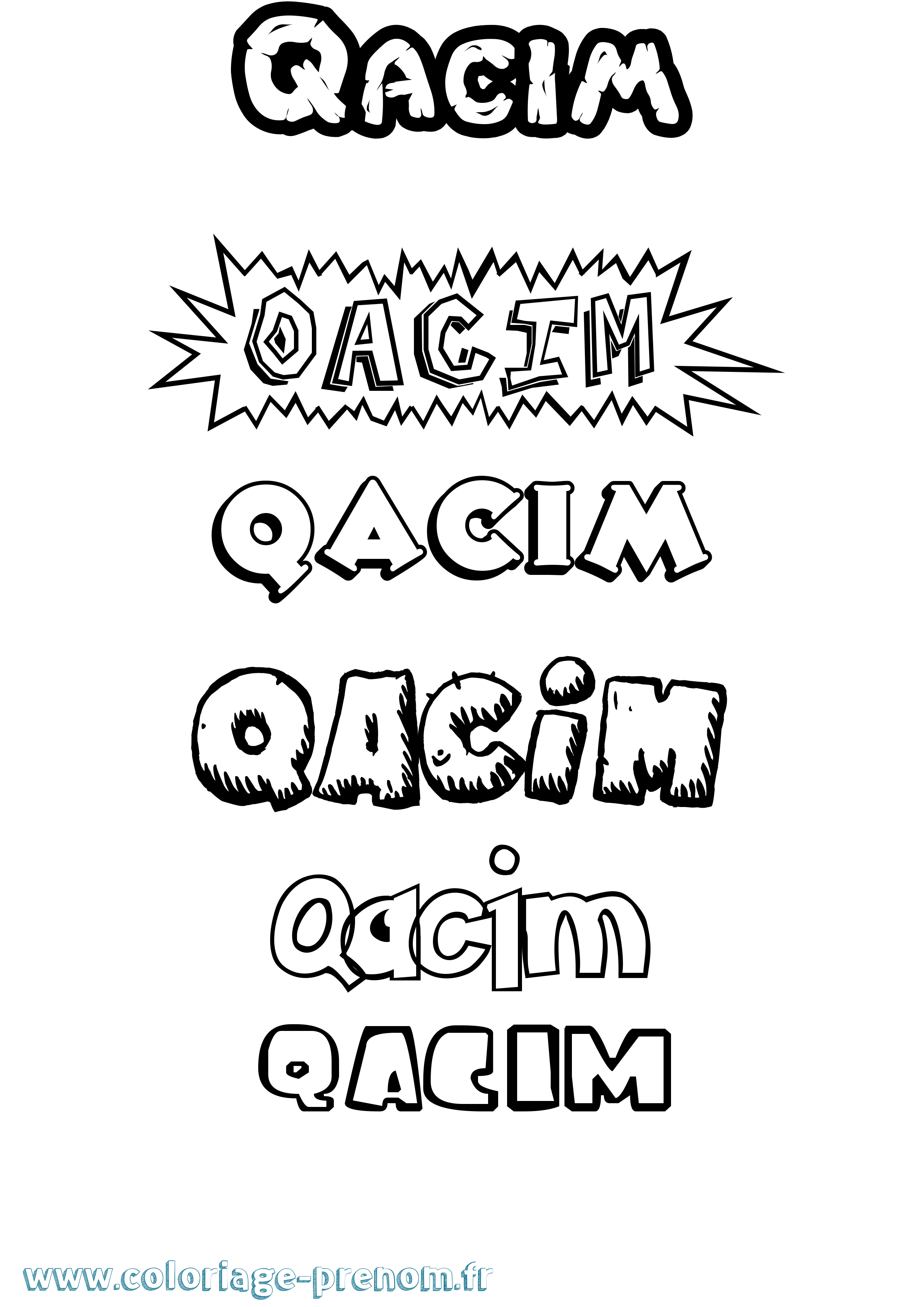 Coloriage prénom Qacim Dessin Animé