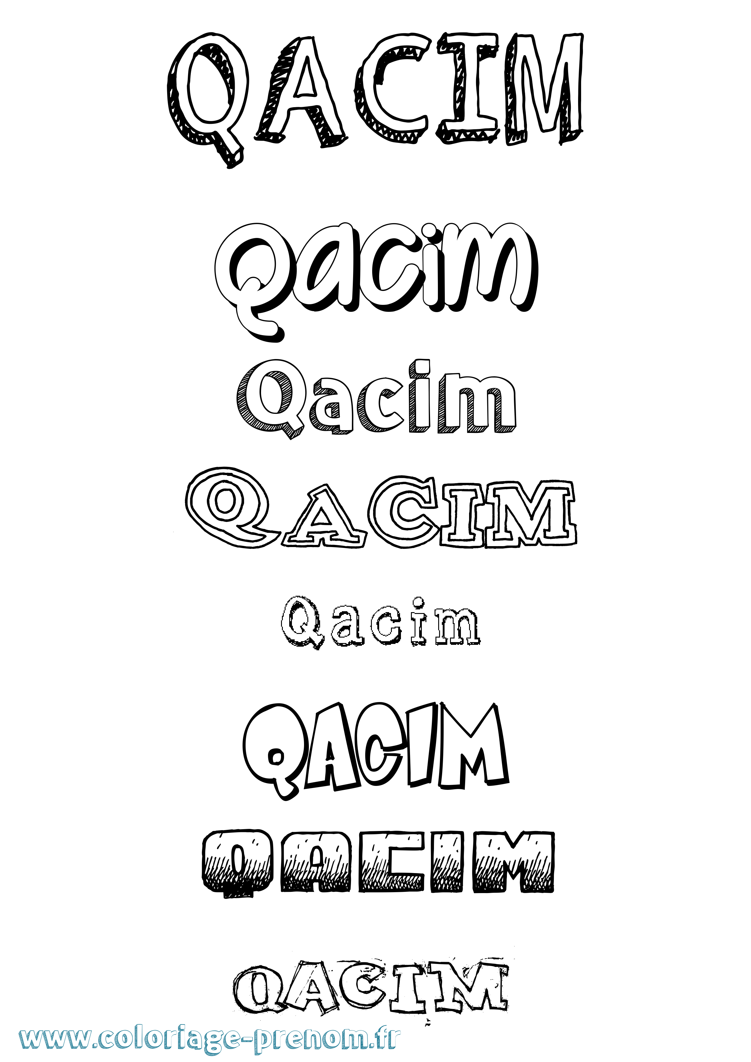 Coloriage prénom Qacim Dessiné