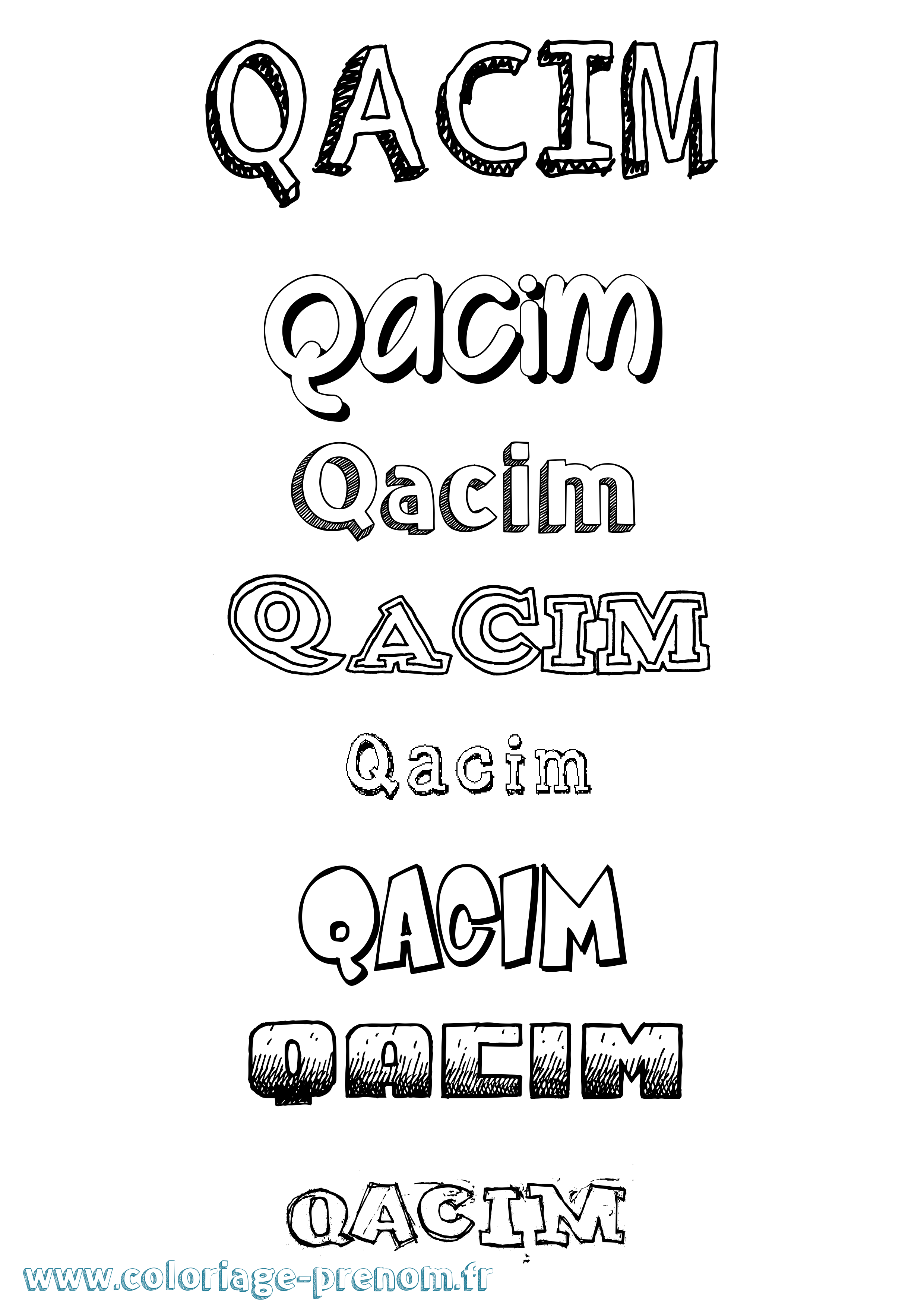 Coloriage Qacim Dessiné Coloriage prénom Qacim Dessiné