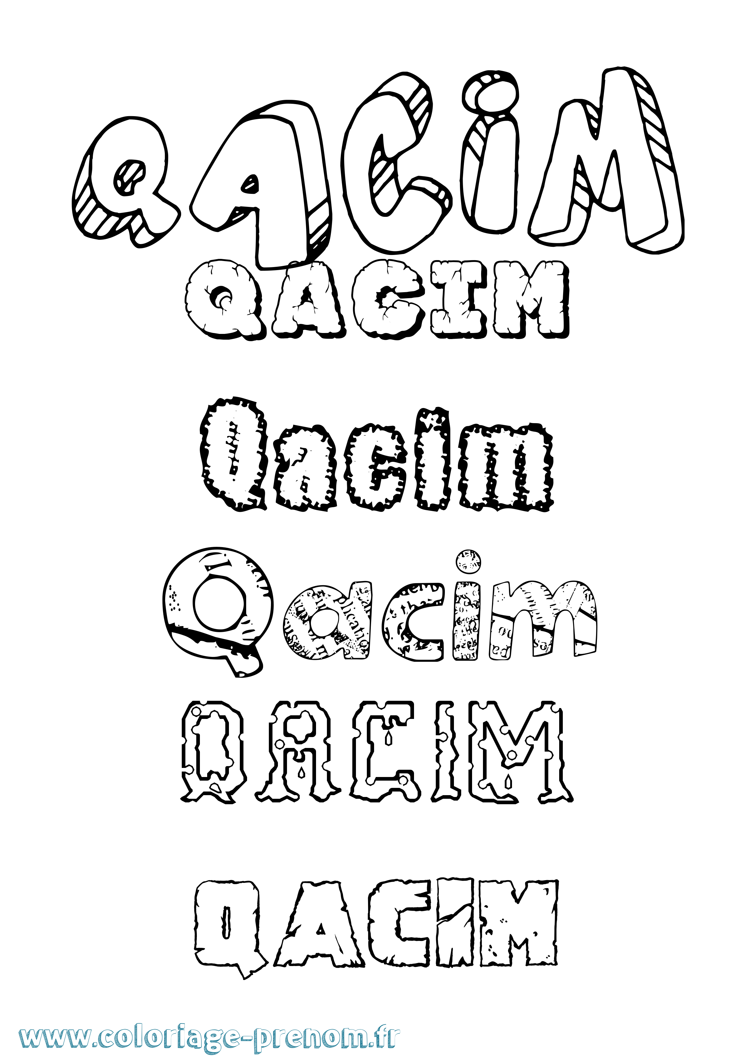 Coloriage Qacim Destructuré Coloriage prénom Qacim Destructuré