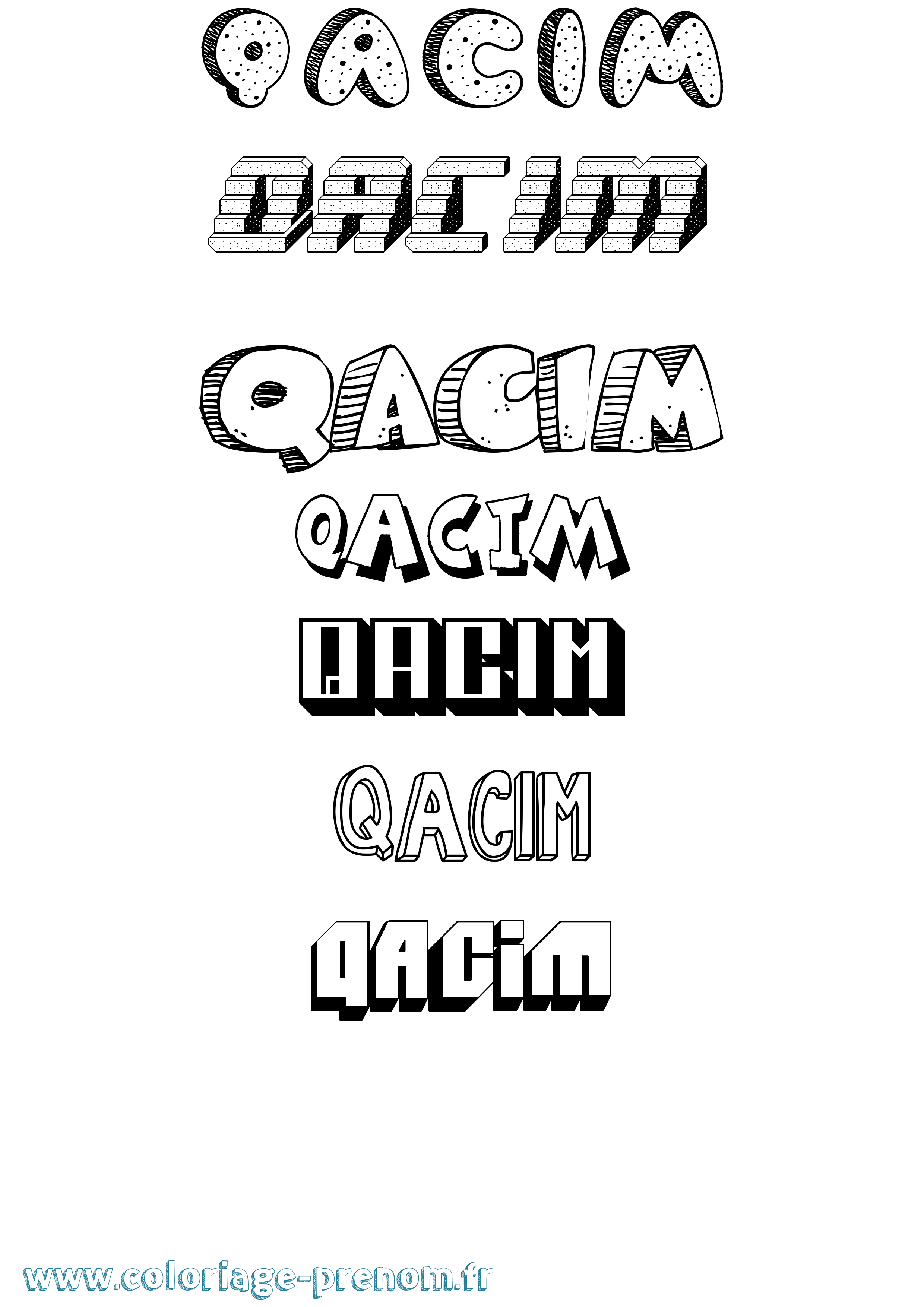 Coloriage Qacim Effet 3D Coloriage prénom Qacim Effet 3D