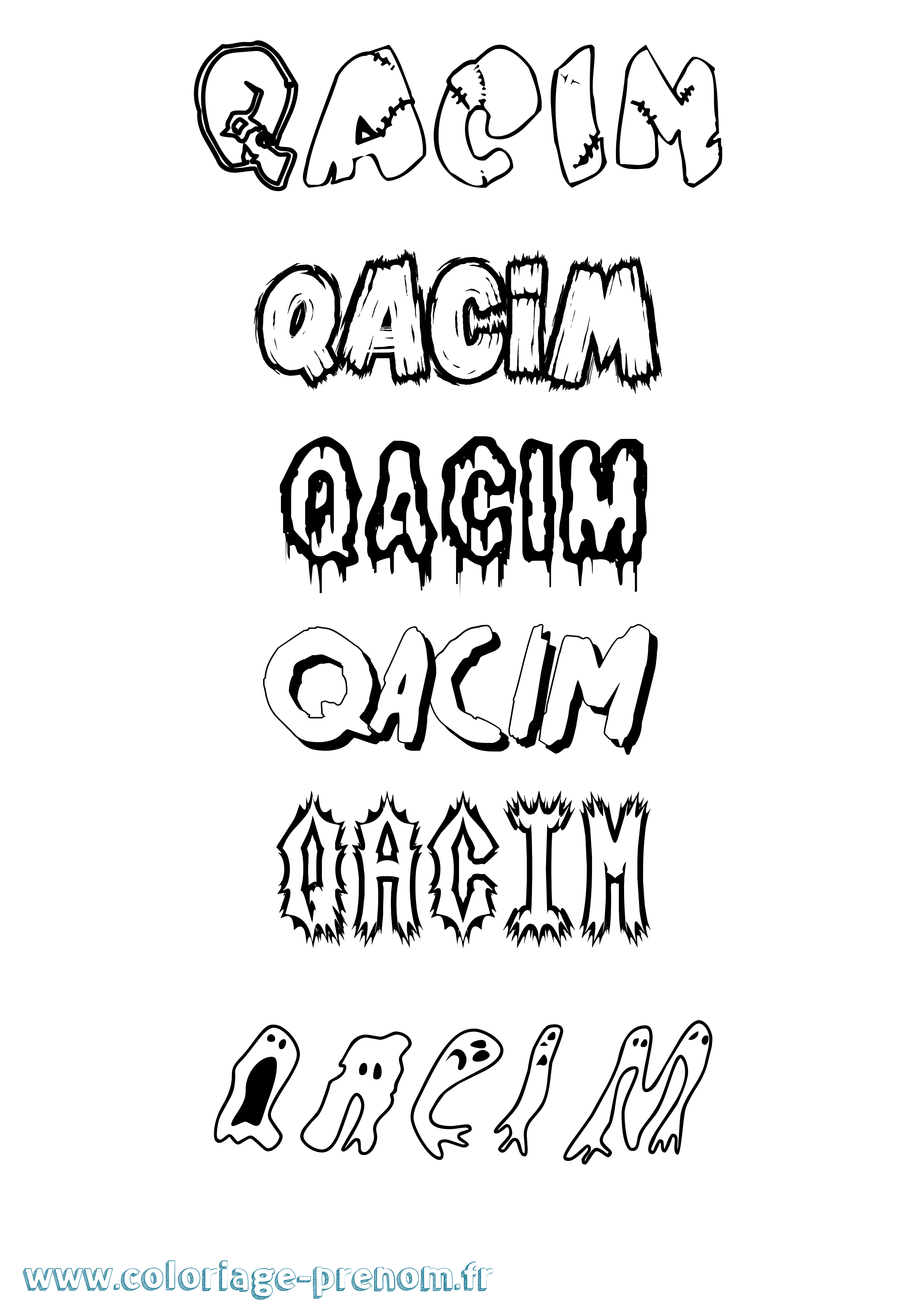 Coloriage prénom Qacim Frisson