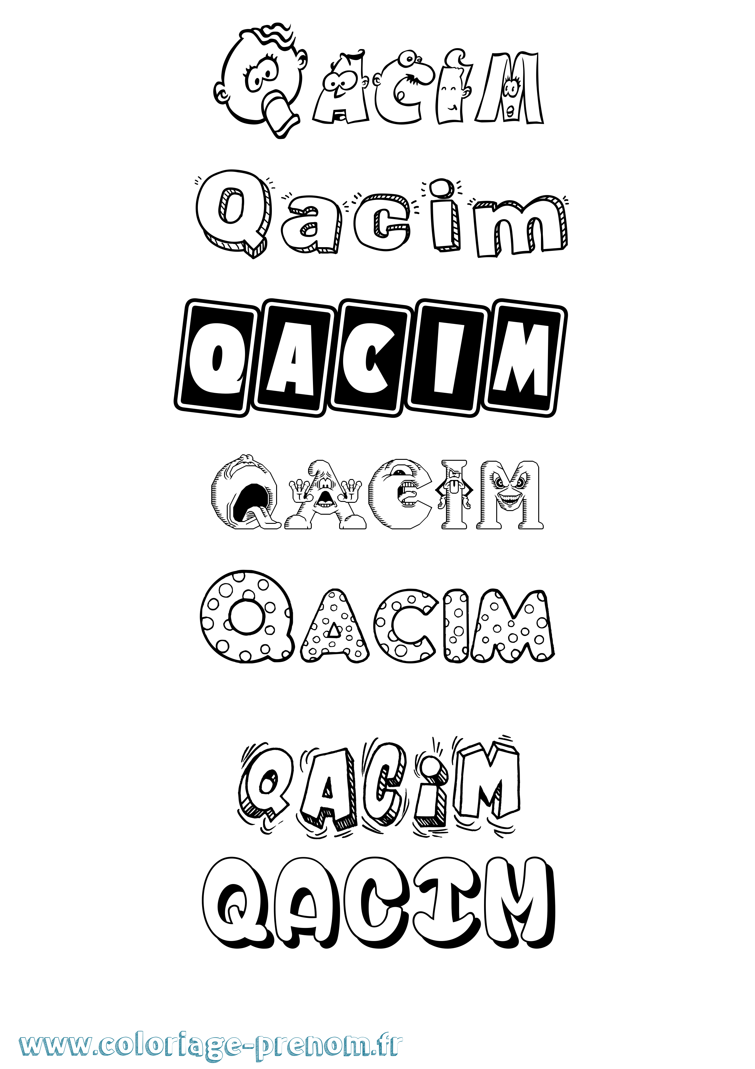 Coloriage prénom Qacim Fun