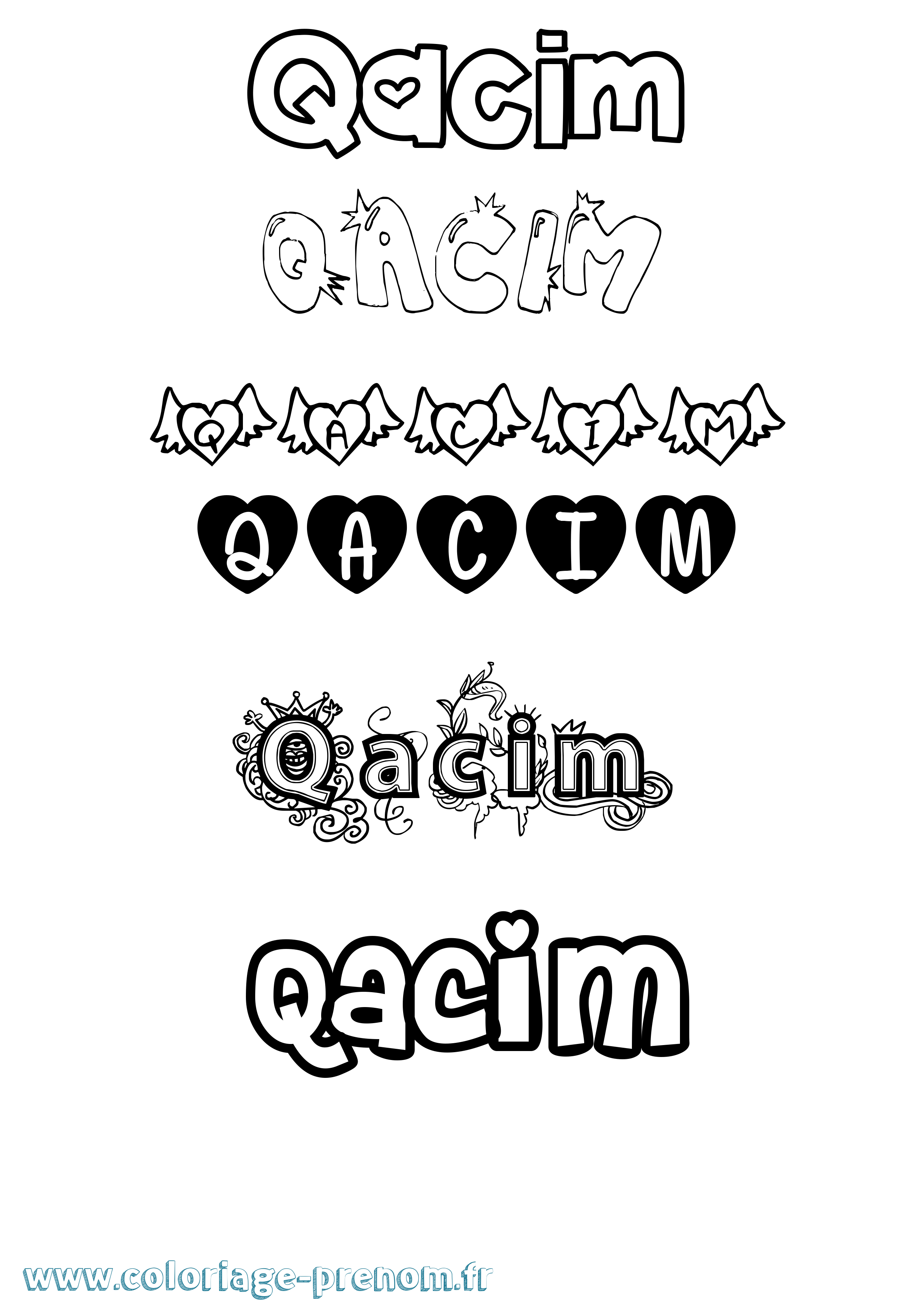 Coloriage Qacim Girly Coloriage prénom Qacim Girly