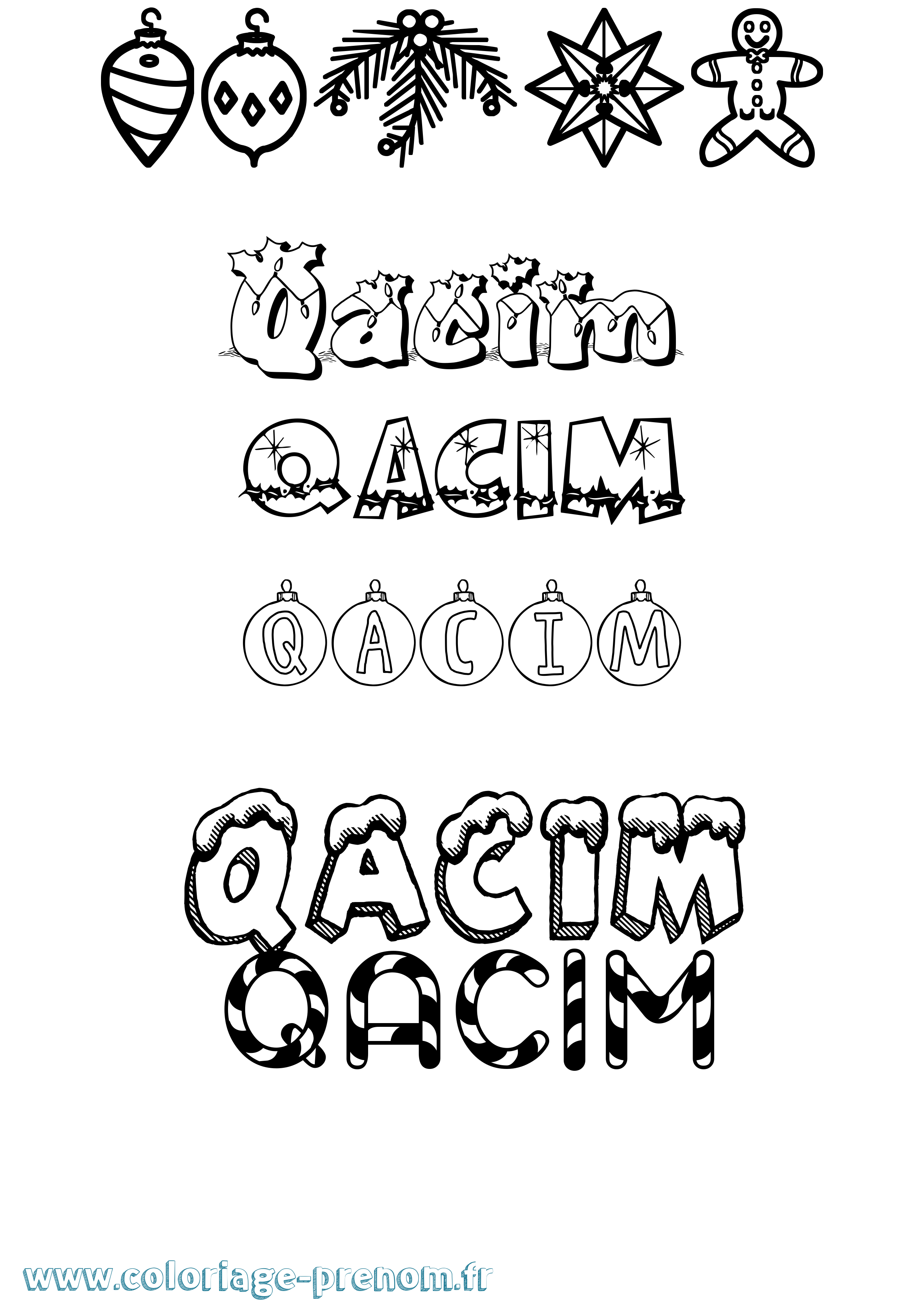 Coloriage Qacim Noël Coloriage prénom Qacim Noël