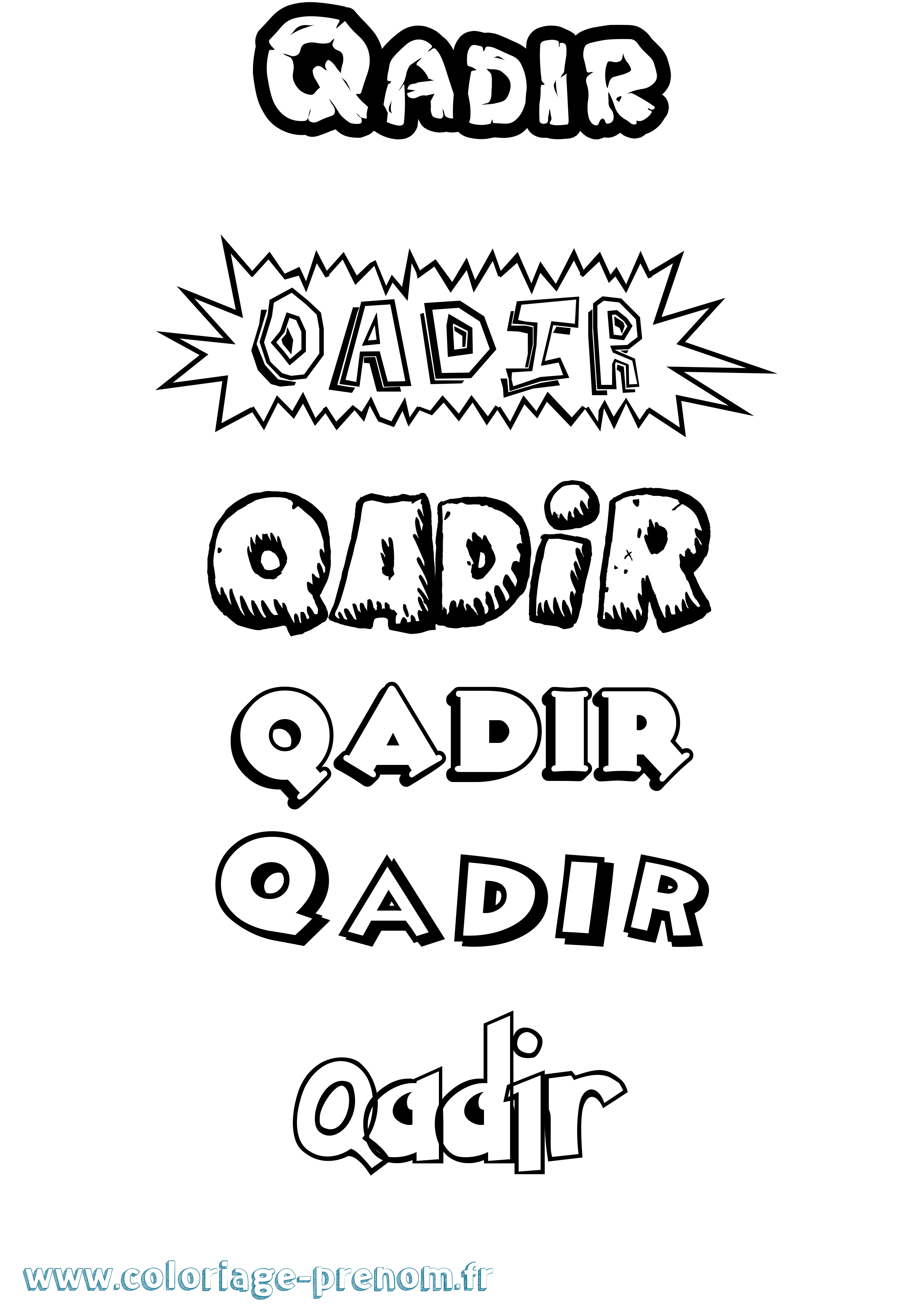 Coloriage prénom Qadir Dessin Animé