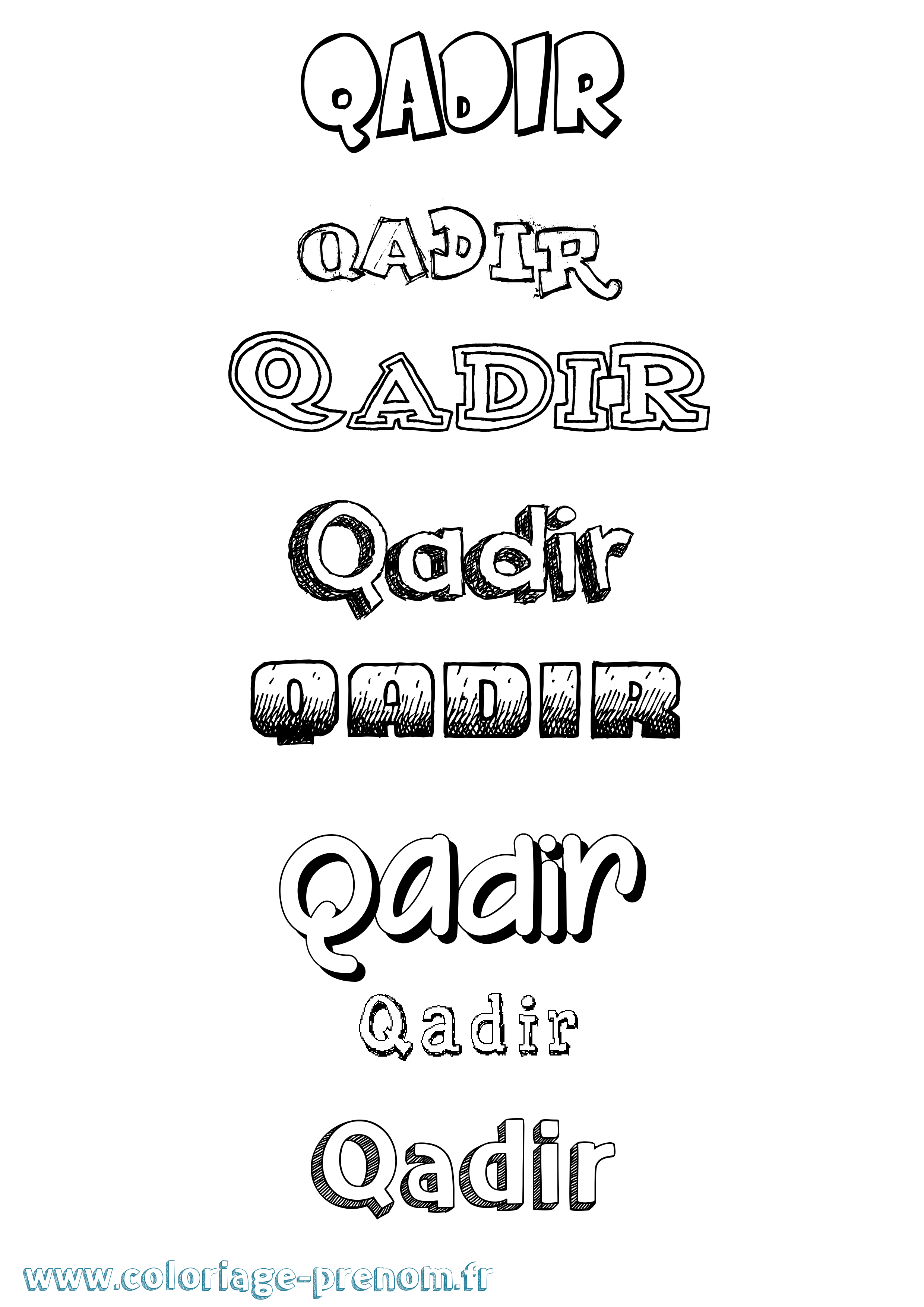 Coloriage prénom Qadir Dessiné