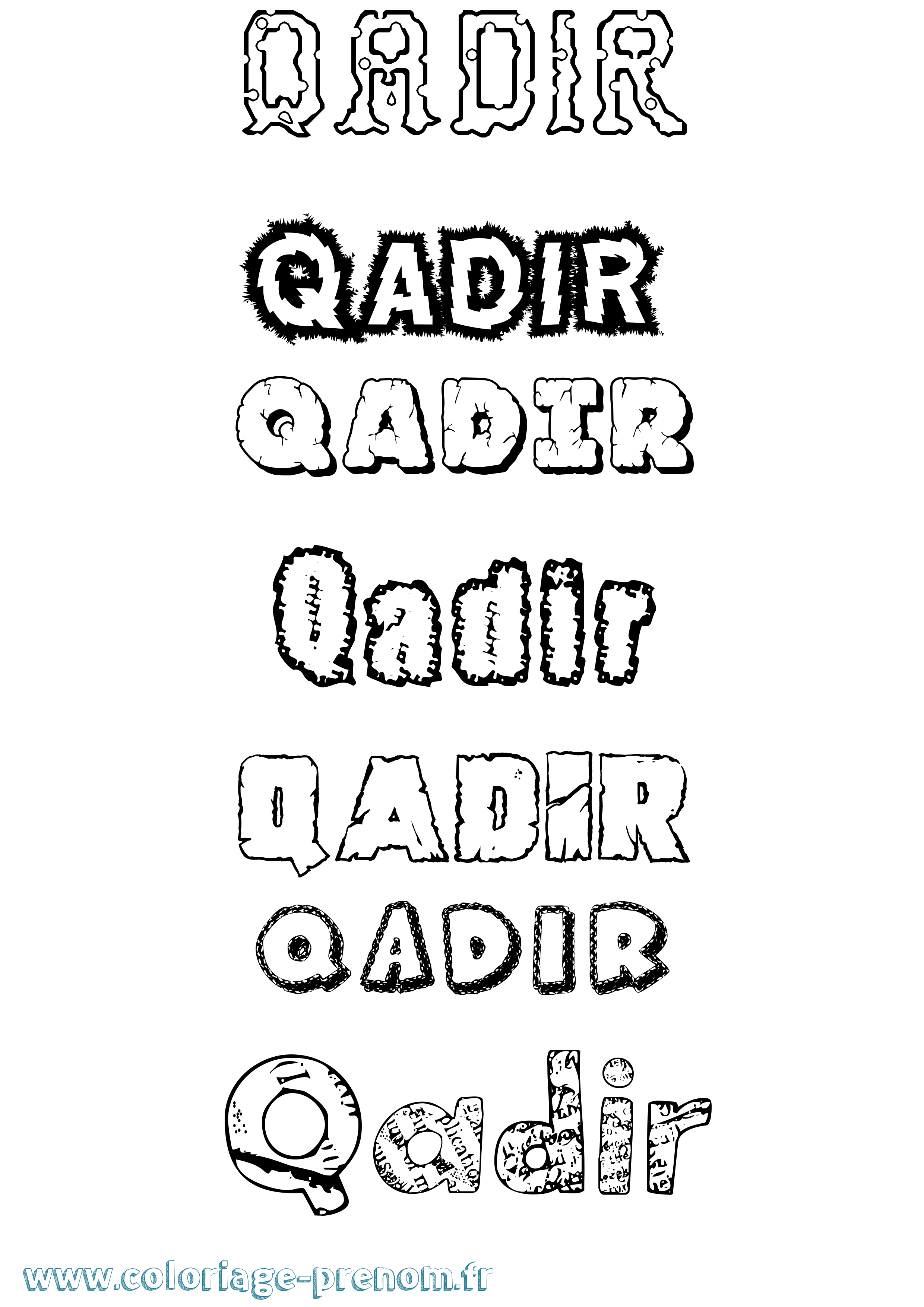 Coloriage prénom Qadir Destructuré
