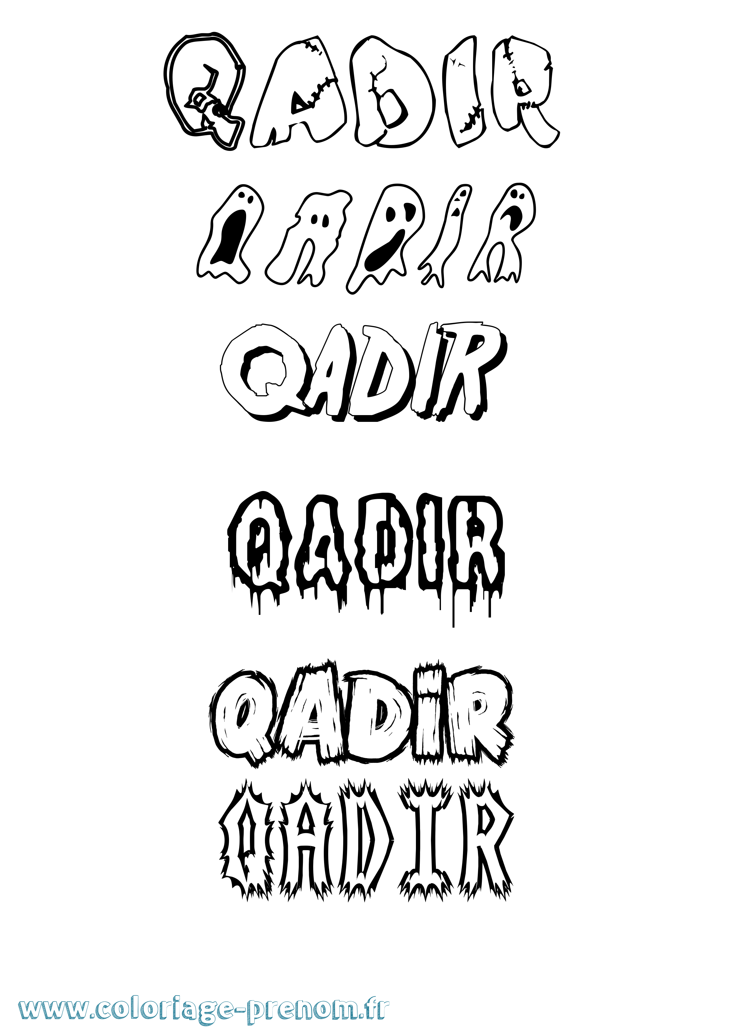Coloriage prénom Qadir Frisson