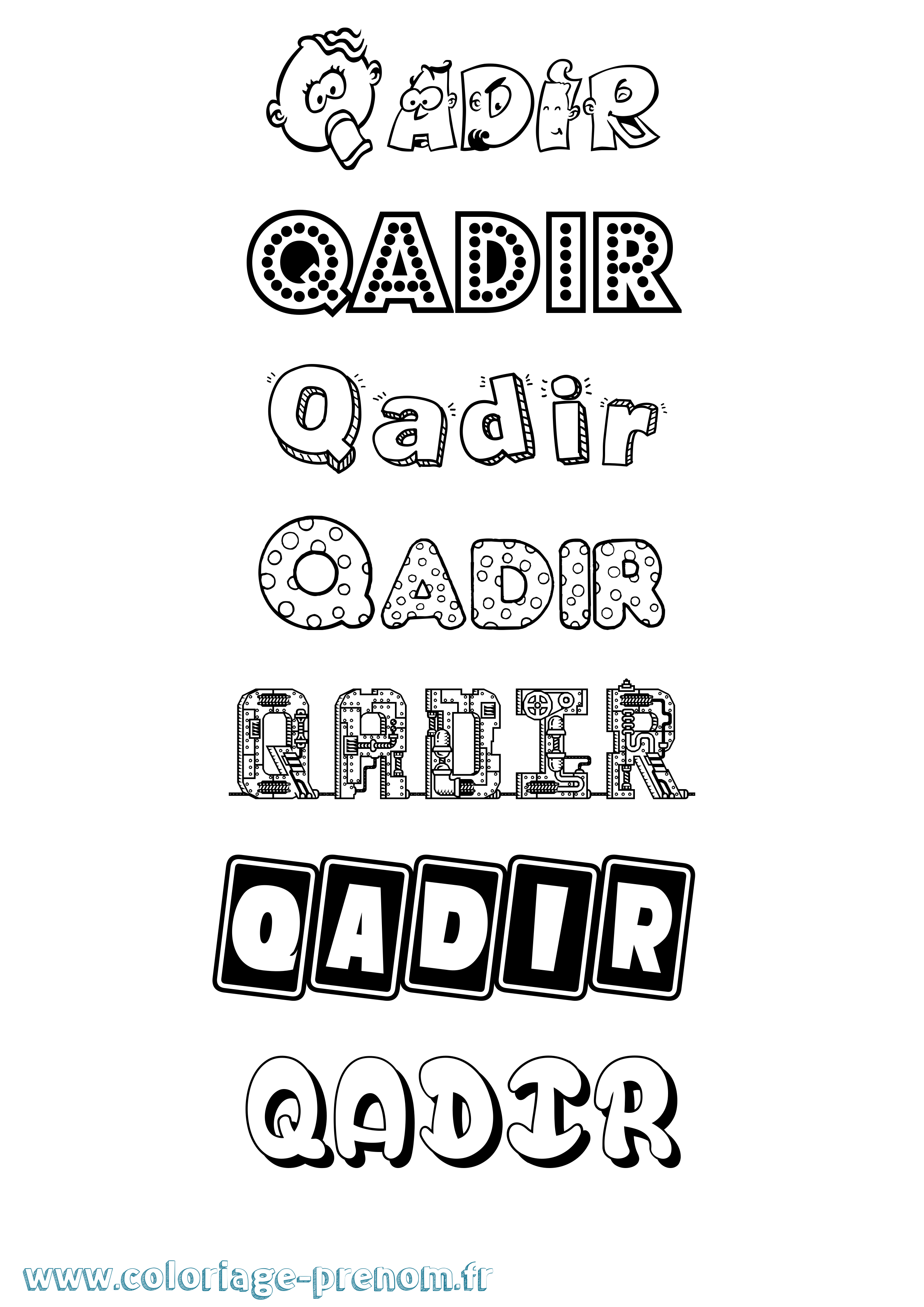 Coloriage prénom Qadir Fun