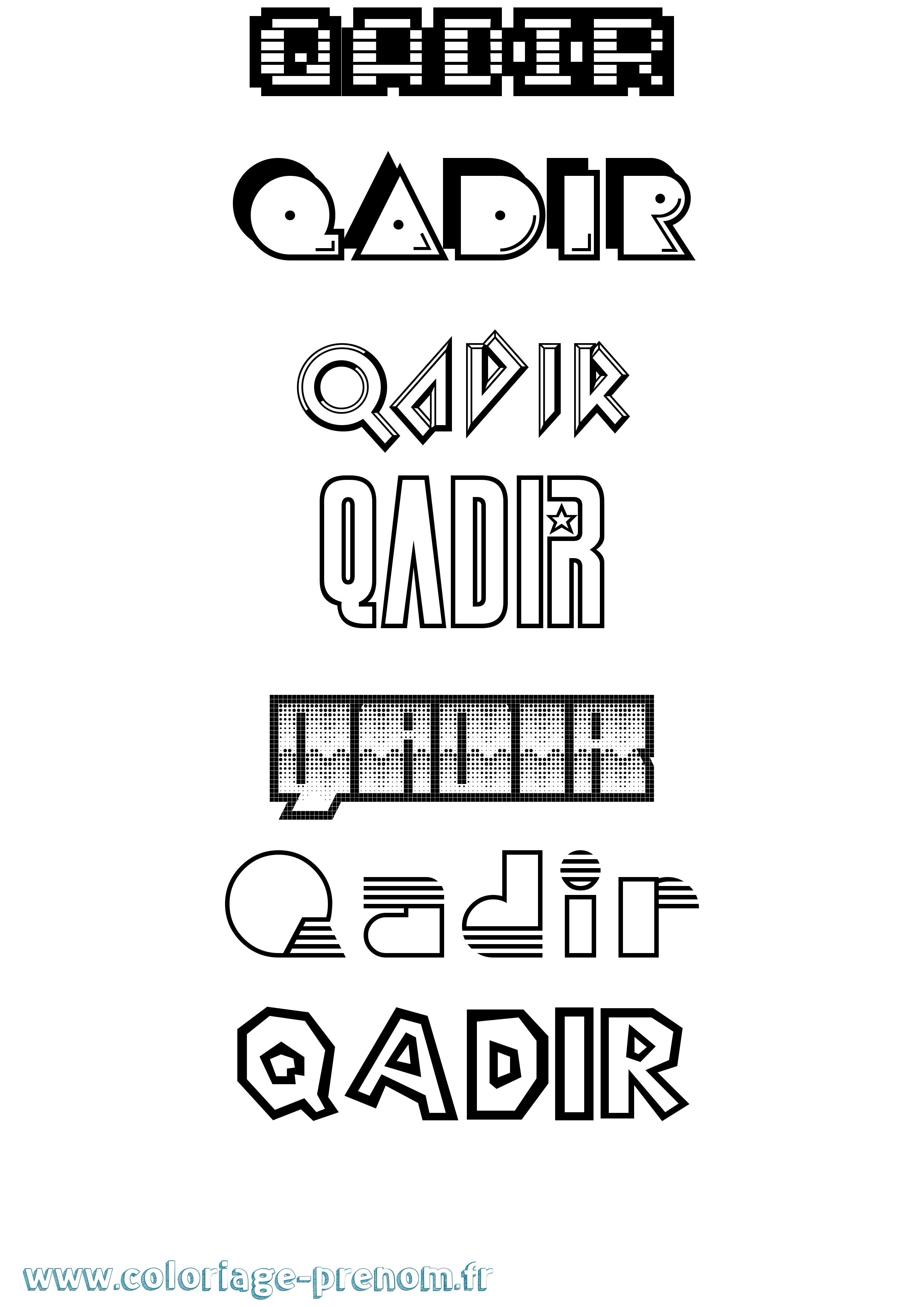 Coloriage prénom Qadir Jeux Vidéos