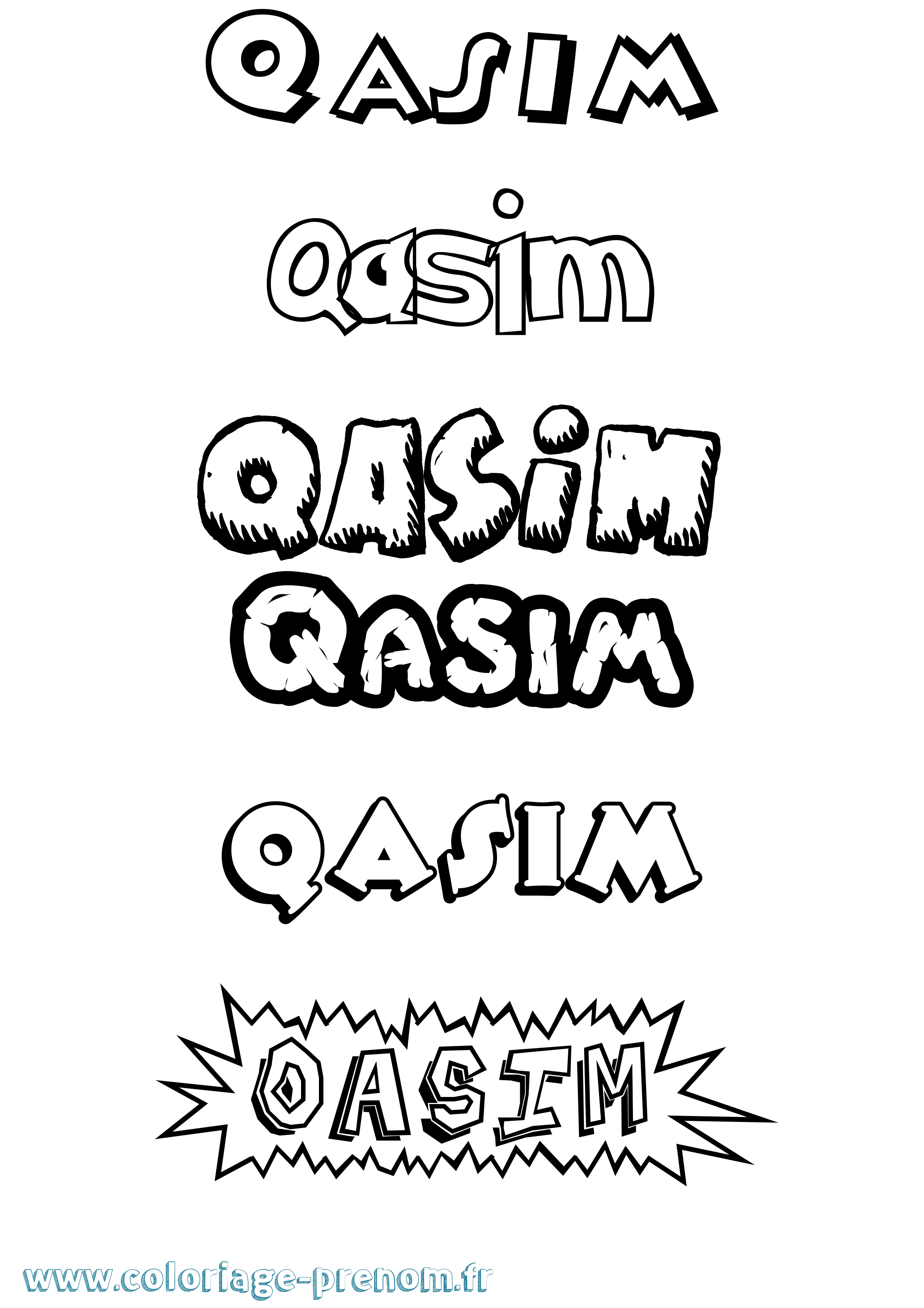 Coloriage prénom Qasim Dessin Animé