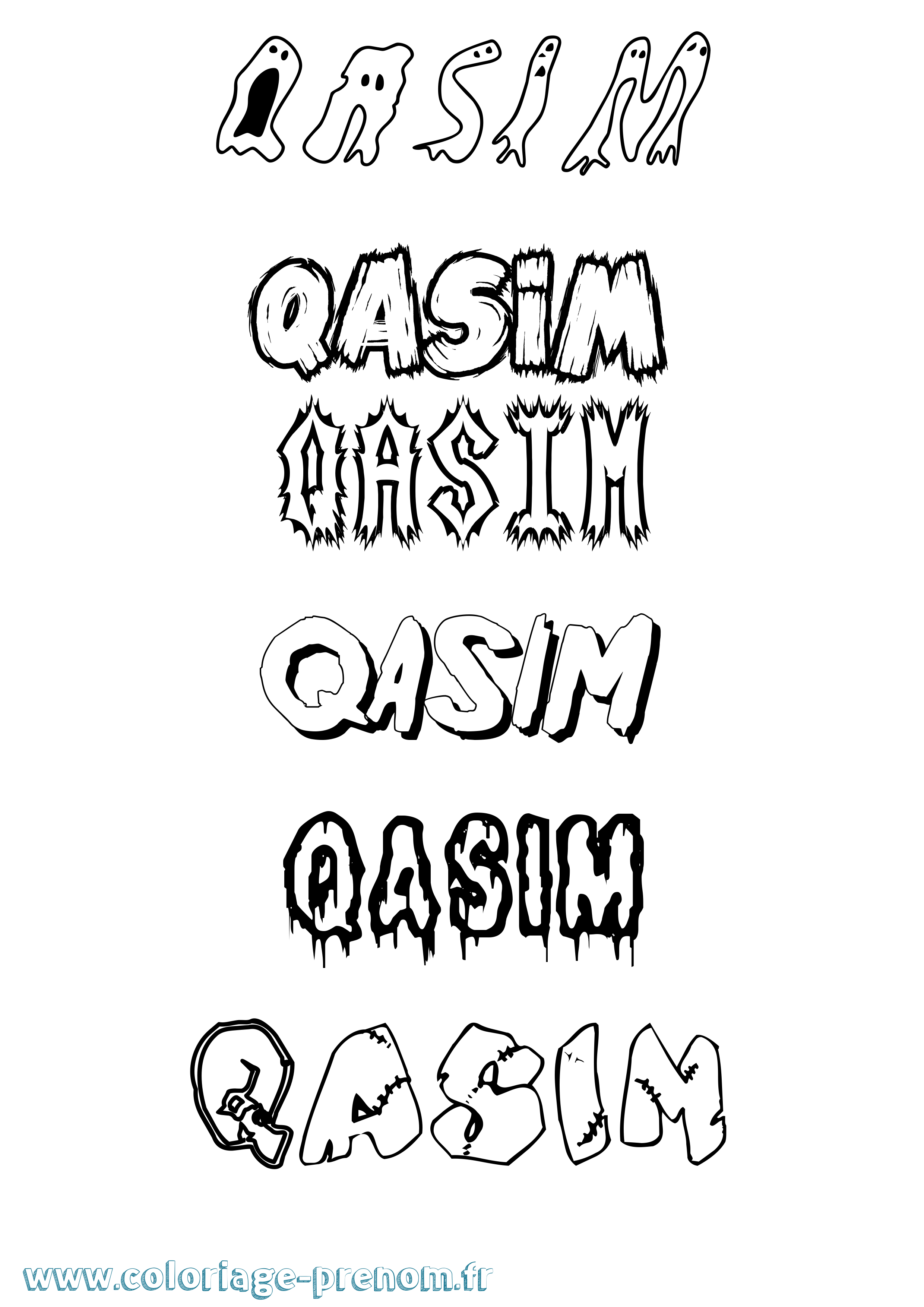 Coloriage prénom Qasim Frisson