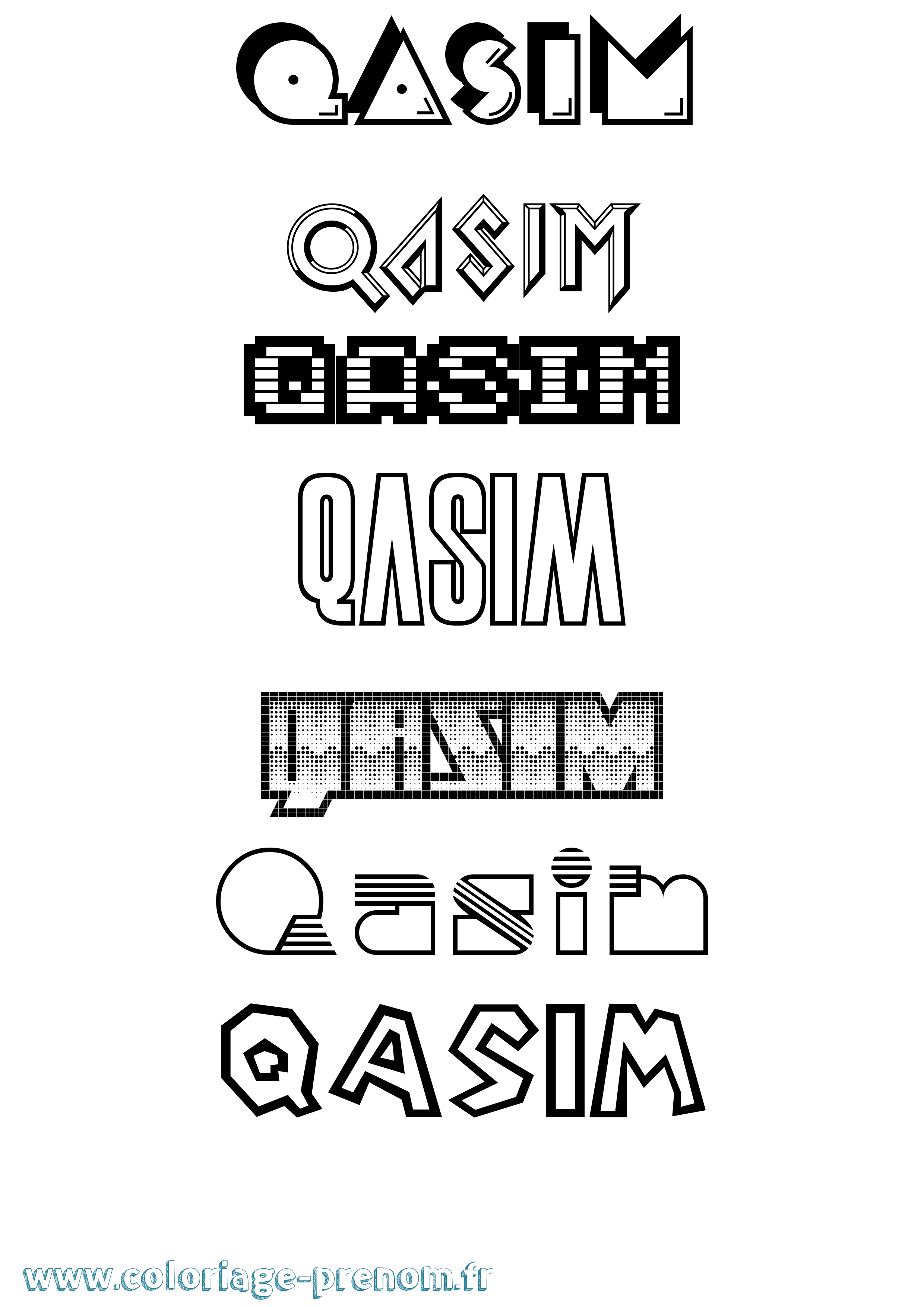 Coloriage prénom Qasim Jeux Vidéos