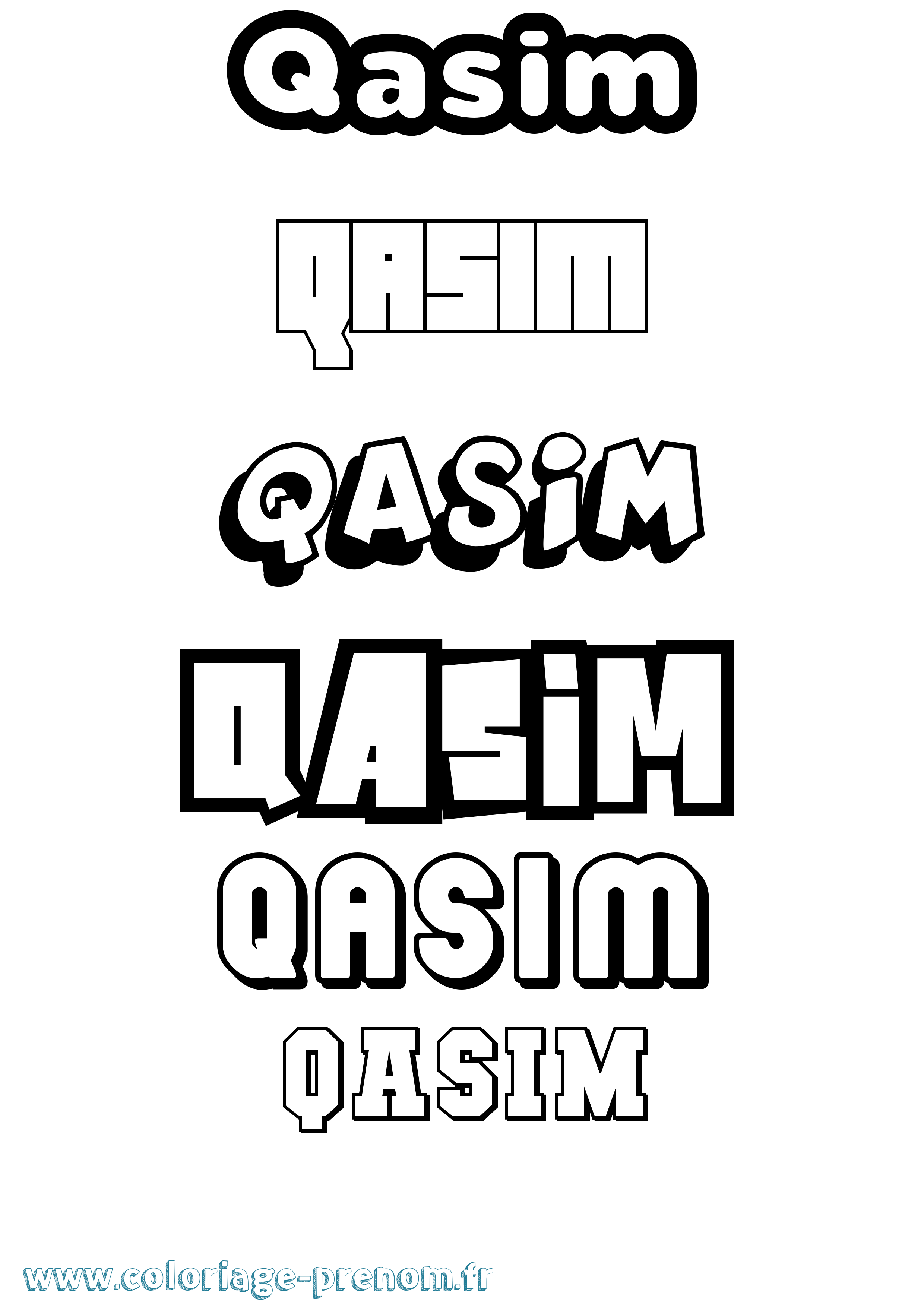 Coloriage prénom Qasim Simple