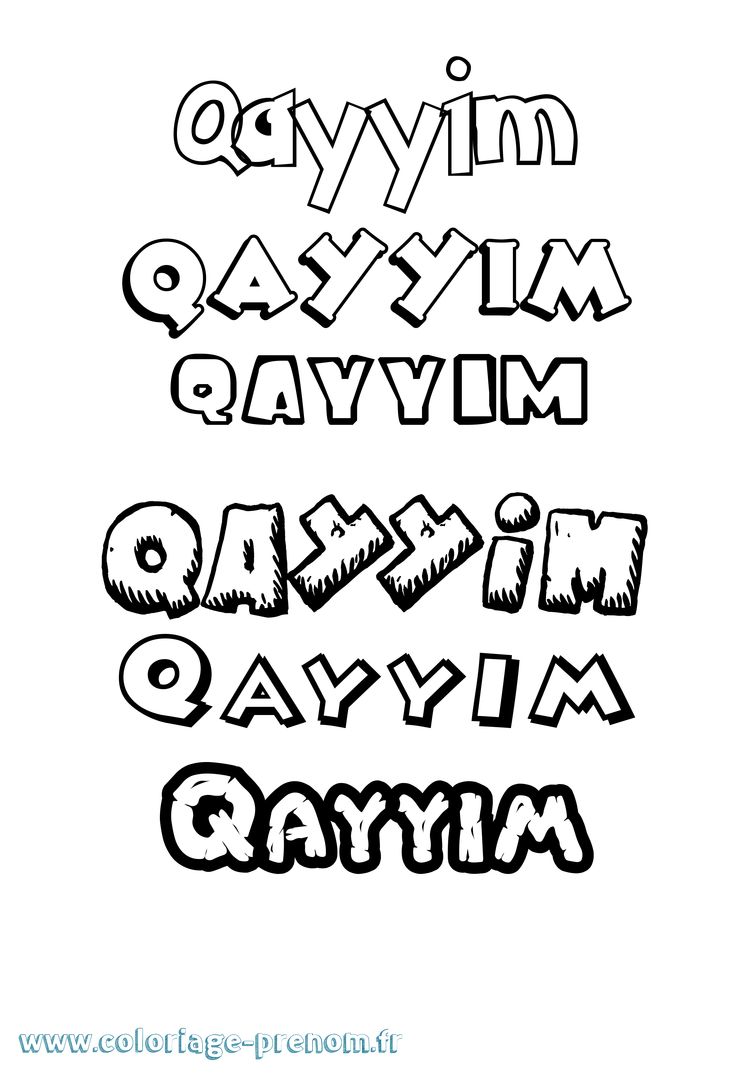 Coloriage prénom Qayyim Dessin Animé