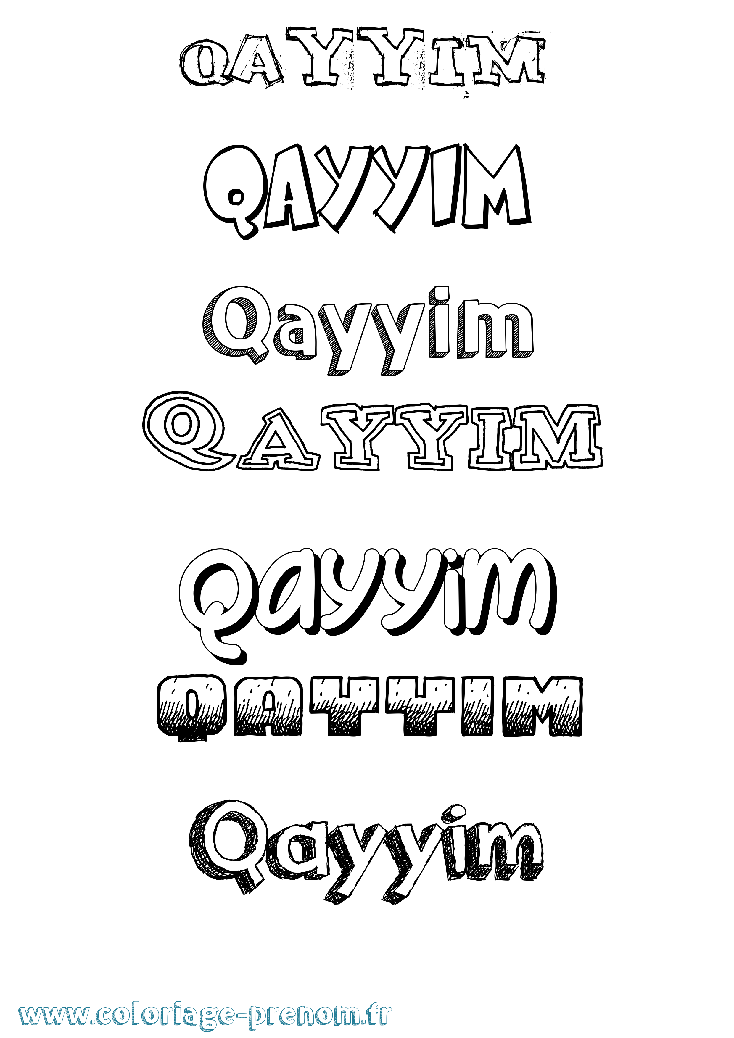 Coloriage prénom Qayyim Dessiné