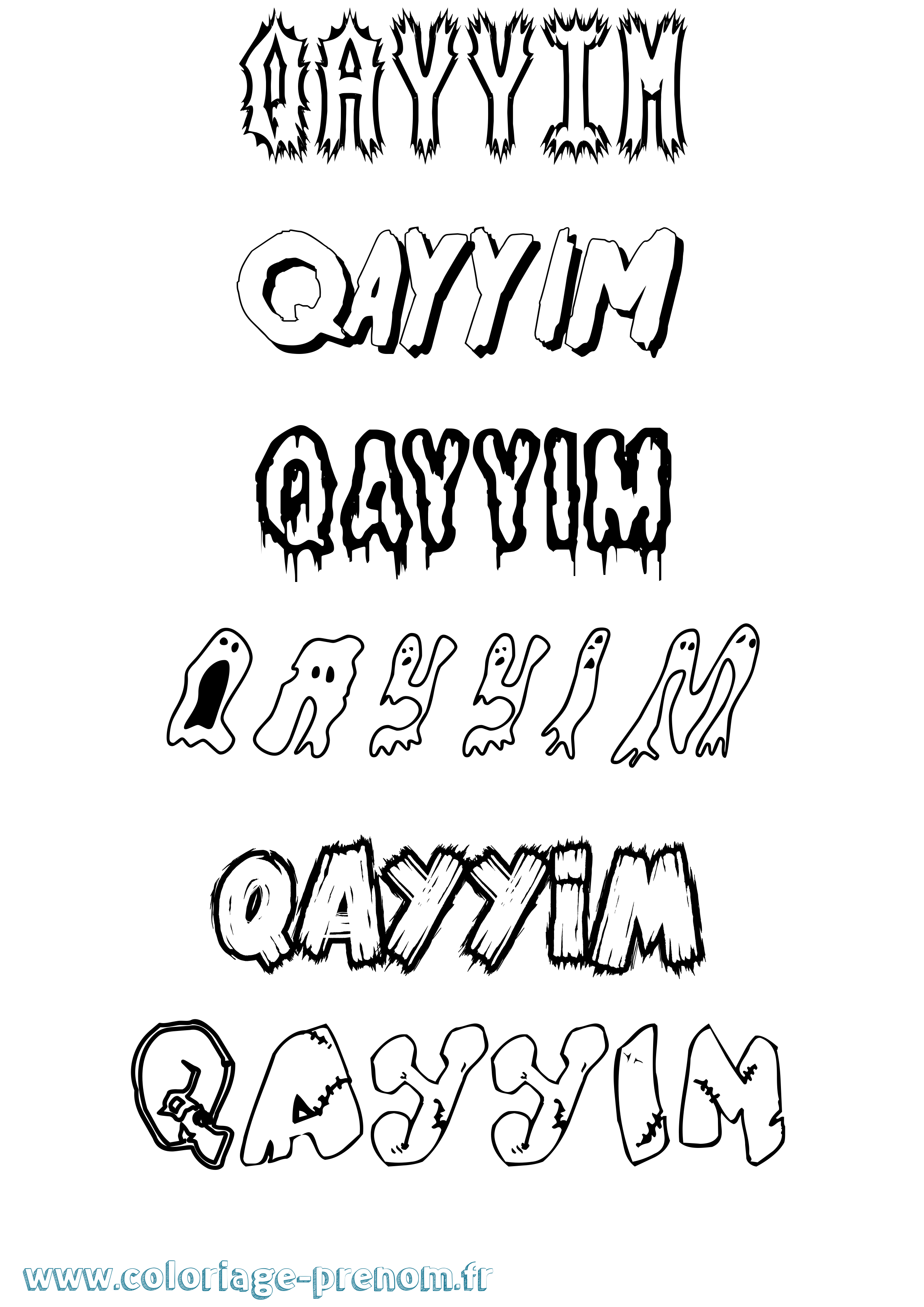 Coloriage prénom Qayyim Frisson