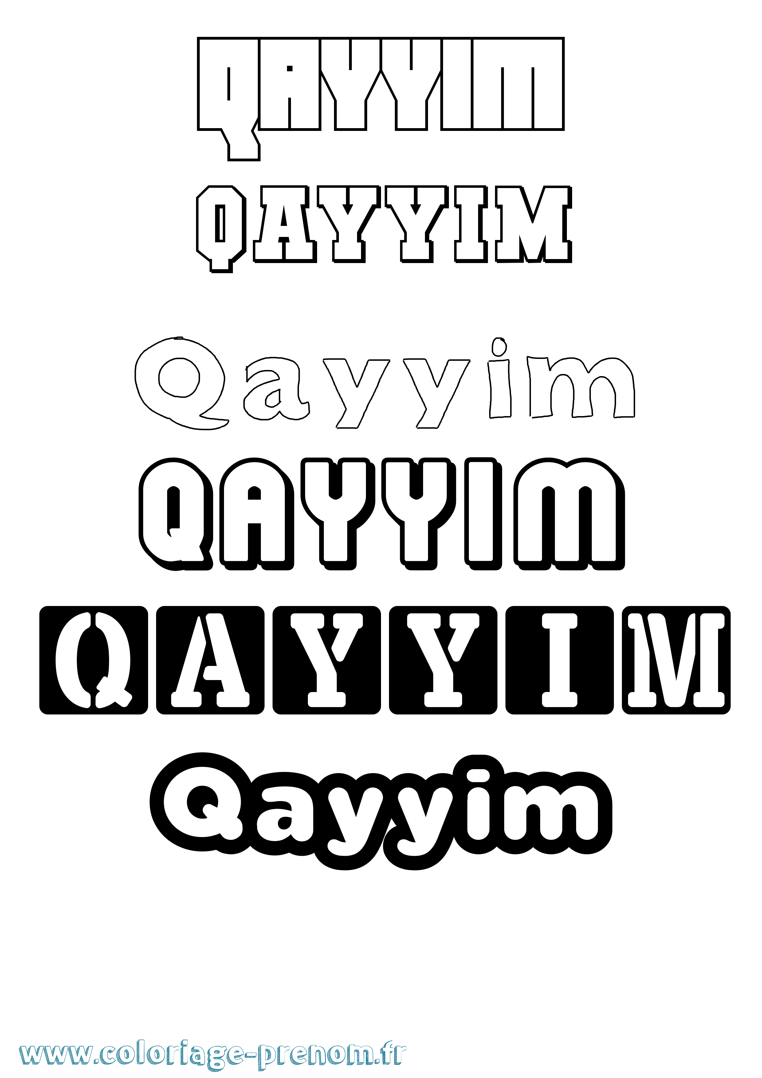 Coloriage prénom Qayyim Simple