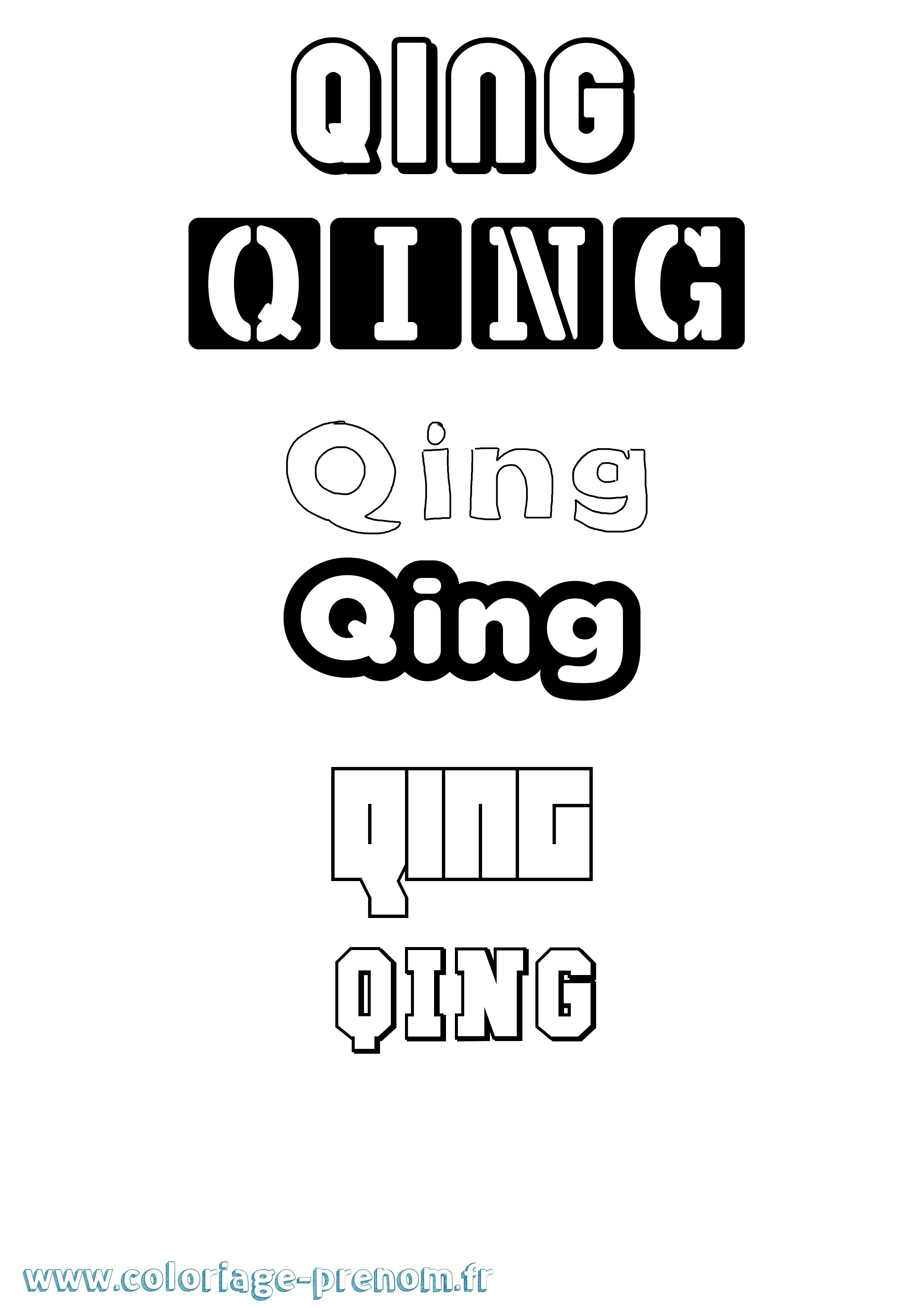 Coloriage prénom Qing Simple