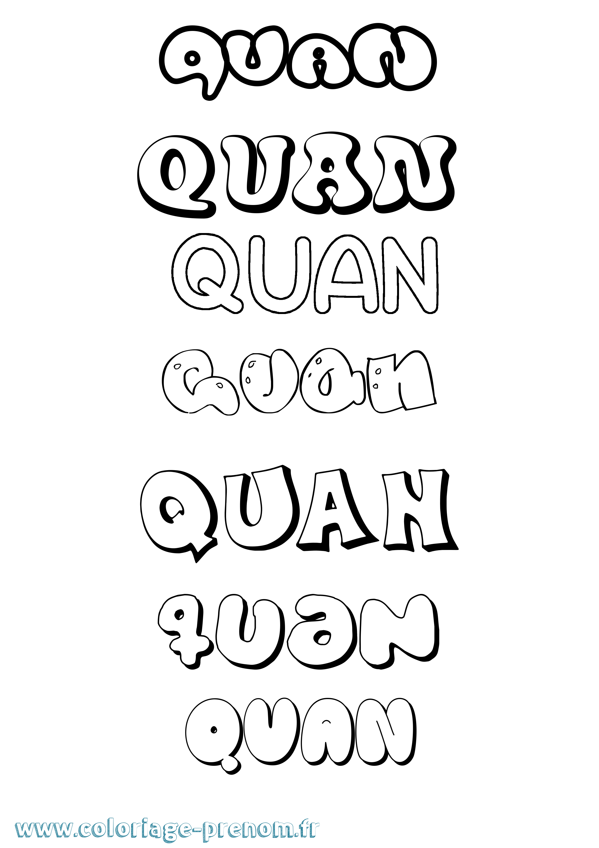 Coloriage Quan Bubble Coloriage prénom Quan Bubble