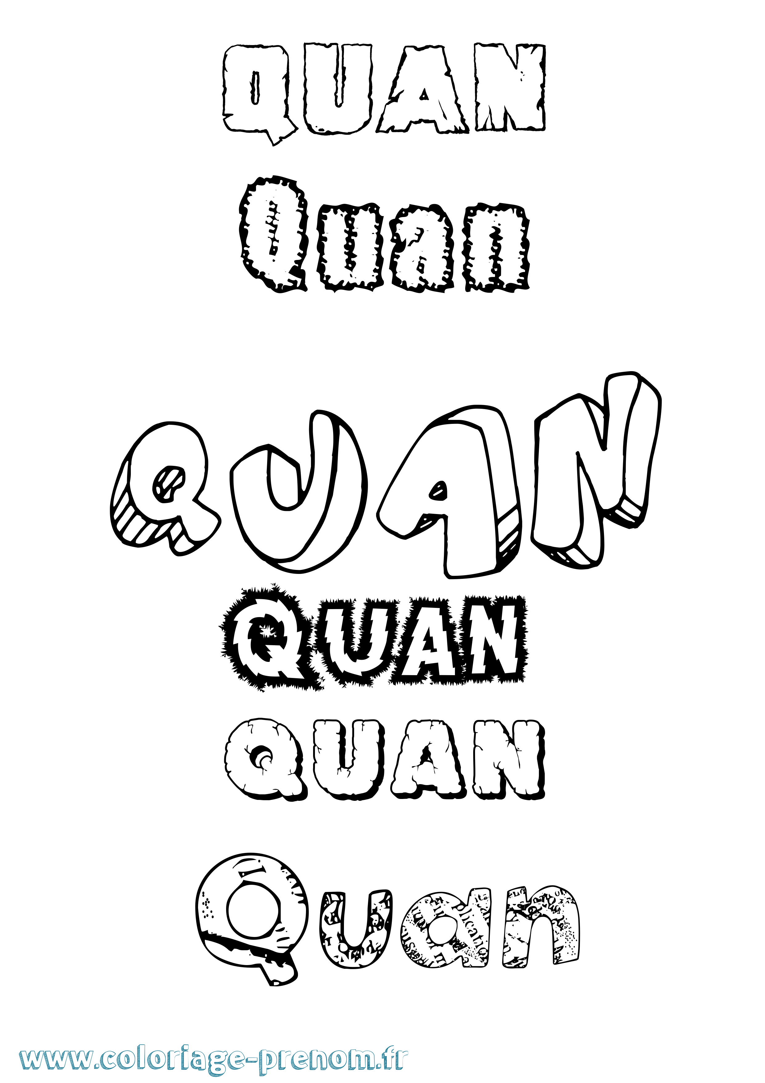 Coloriage Quan Destructuré Coloriage prénom Quan Destructuré