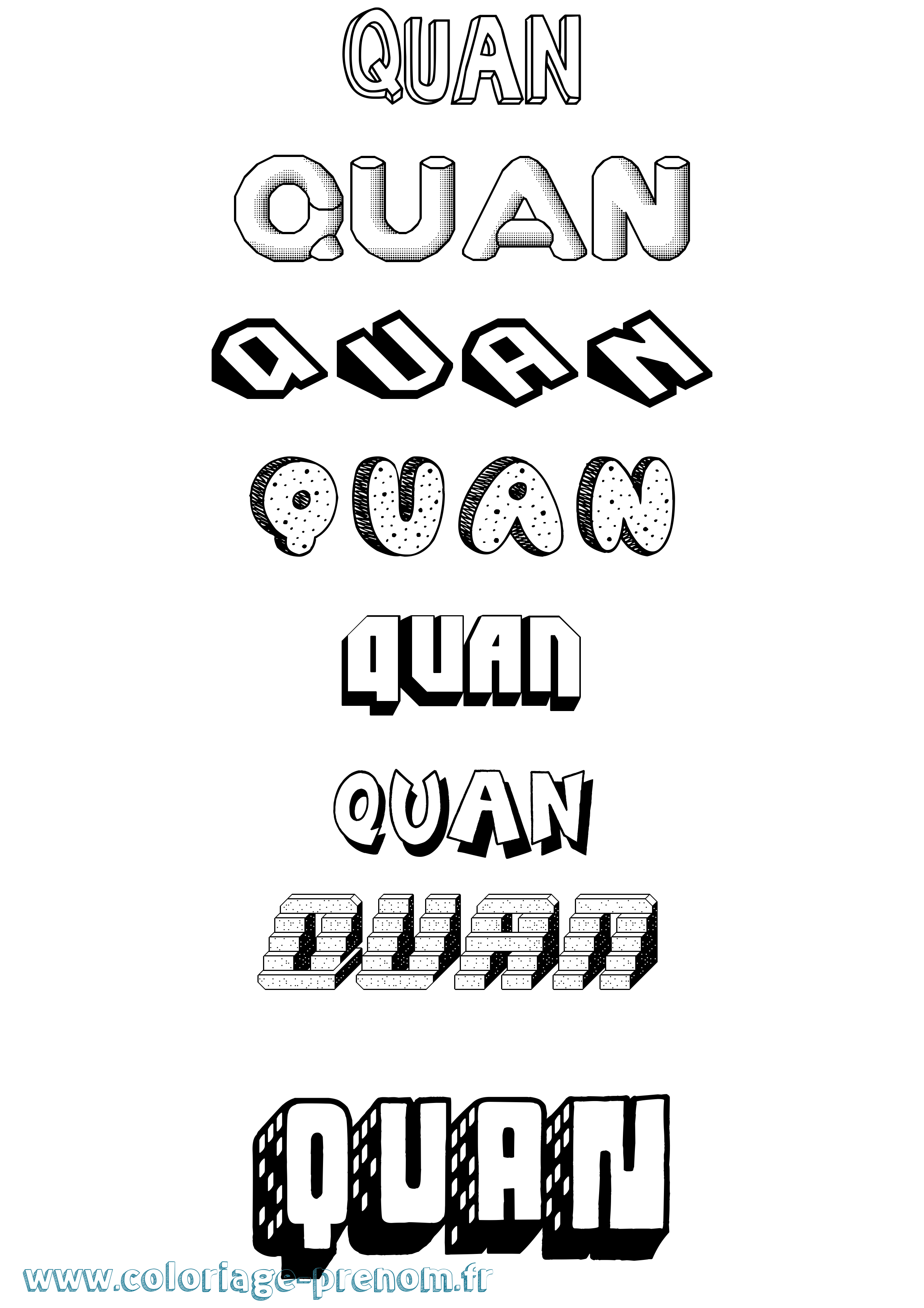 Coloriage Quan Effet 3D Coloriage prénom Quan Effet 3D