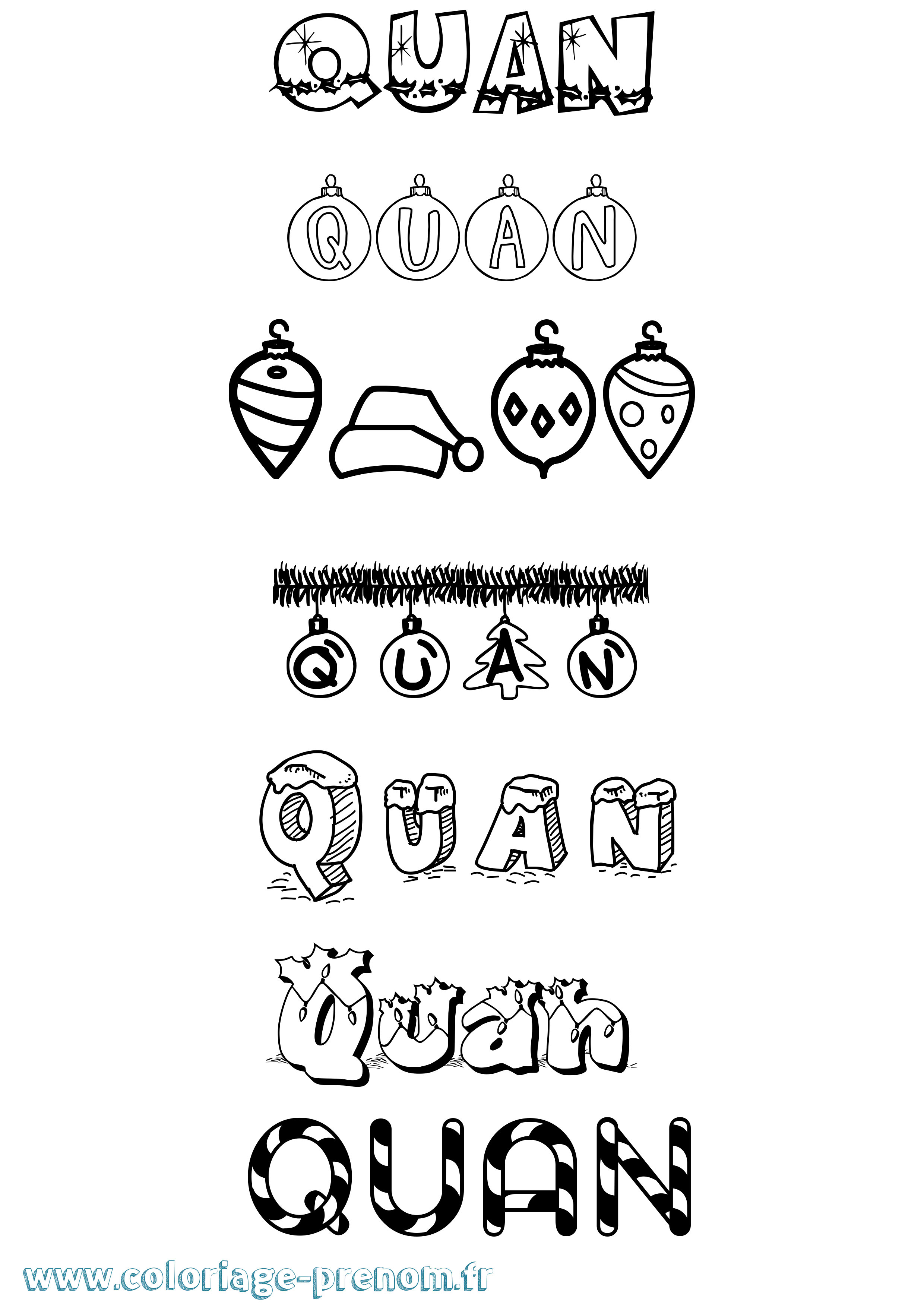 Coloriage Quan Noël Coloriage prénom Quan Noël