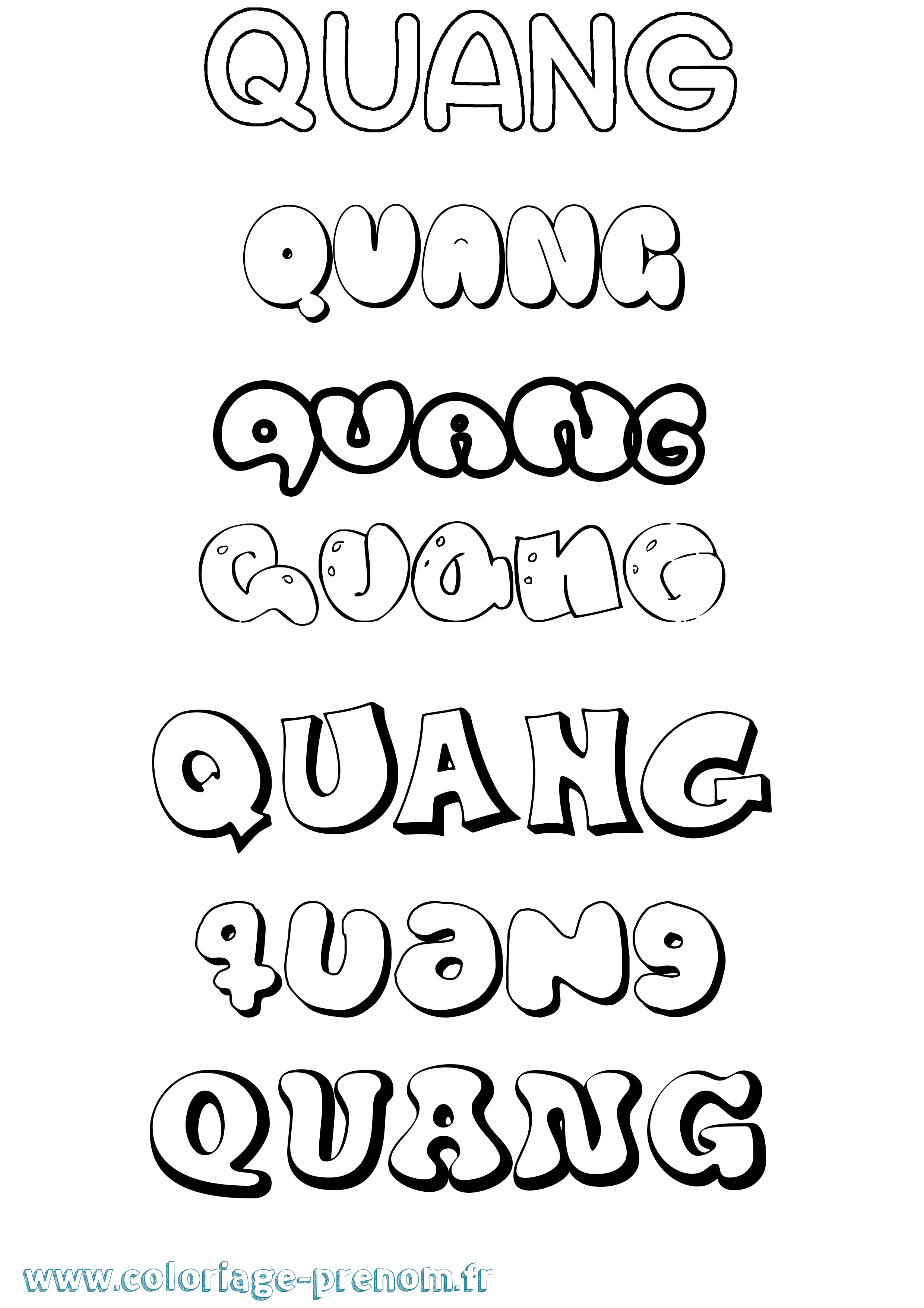 Coloriage Quang Bubble Coloriage prénom Quang Bubble