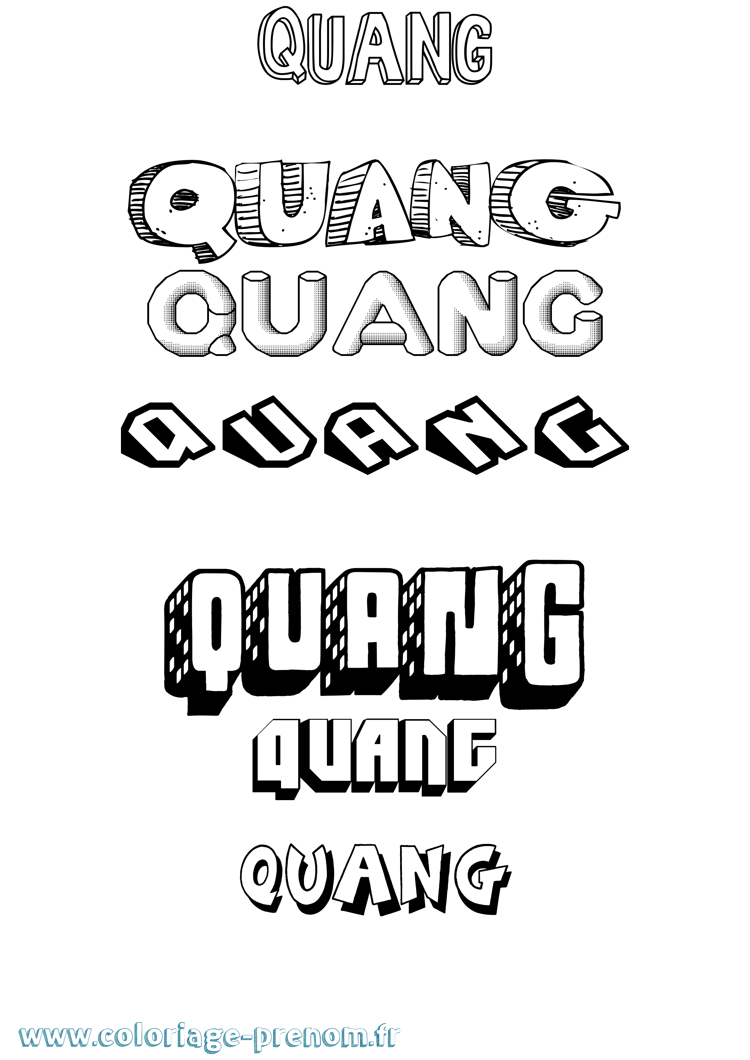 Coloriage Quang Effet 3D Coloriage prénom Quang Effet 3D