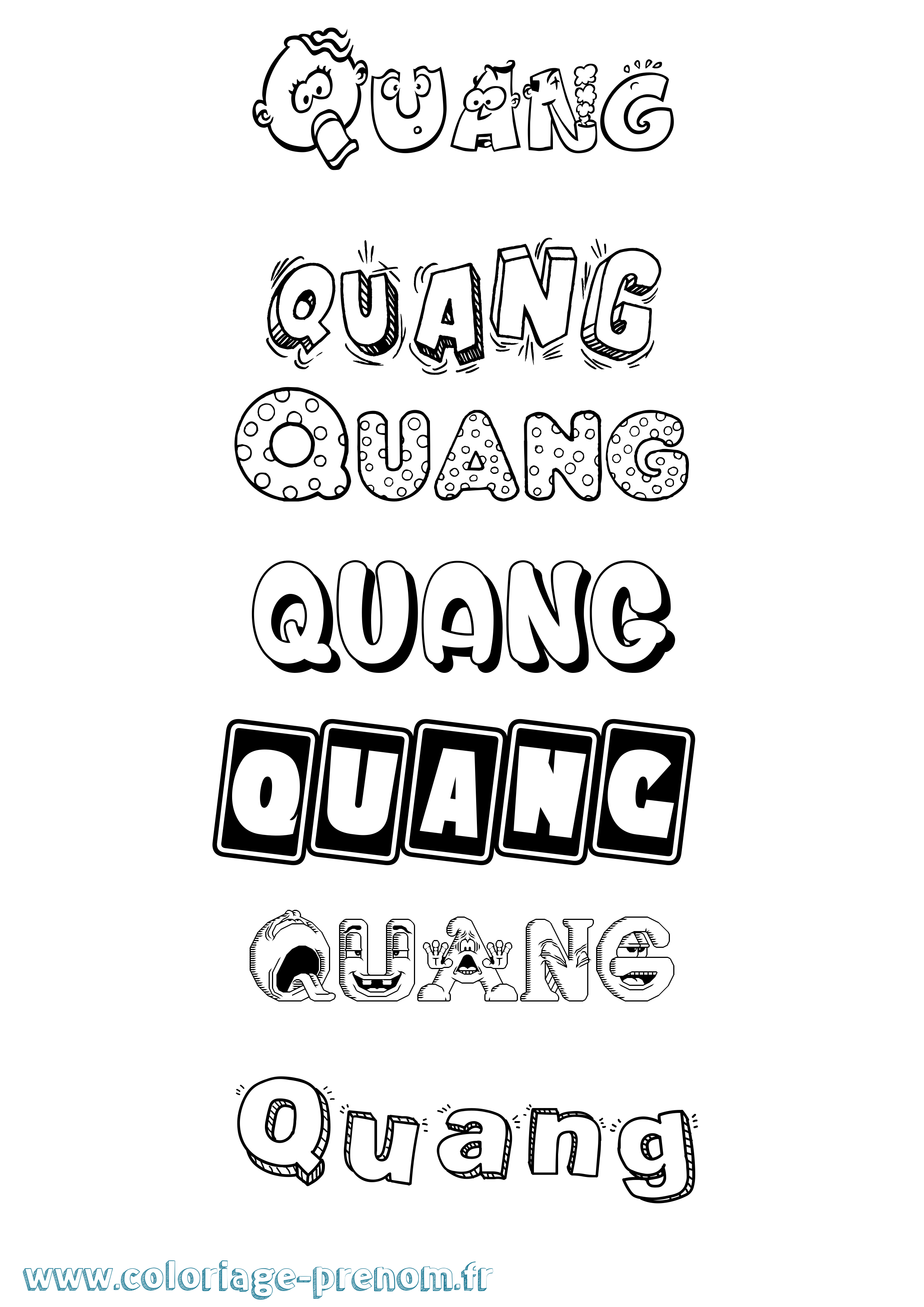 Coloriage Quang Fun Coloriage prénom Quang Fun