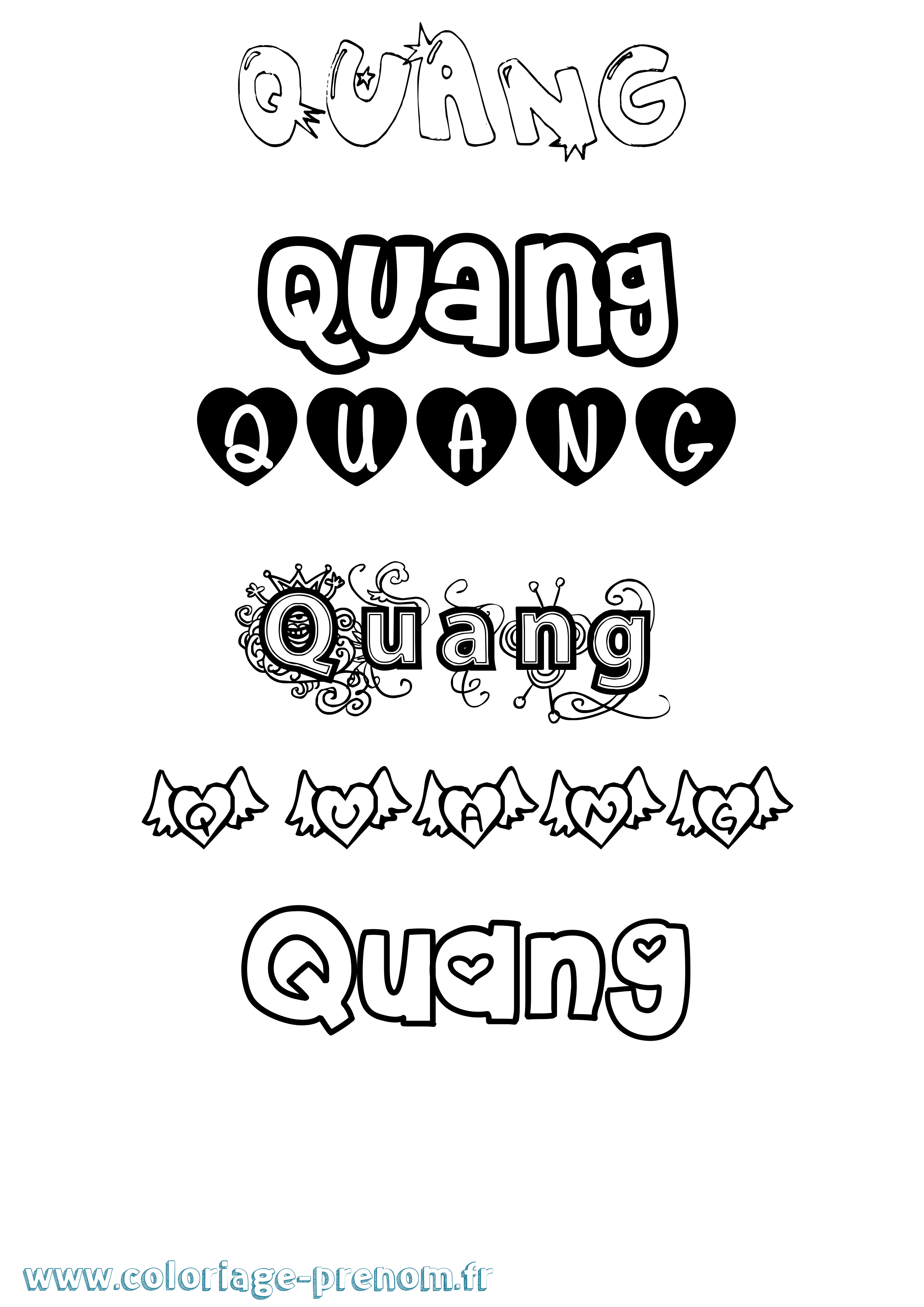Coloriage Quang Girly Coloriage prénom Quang Girly