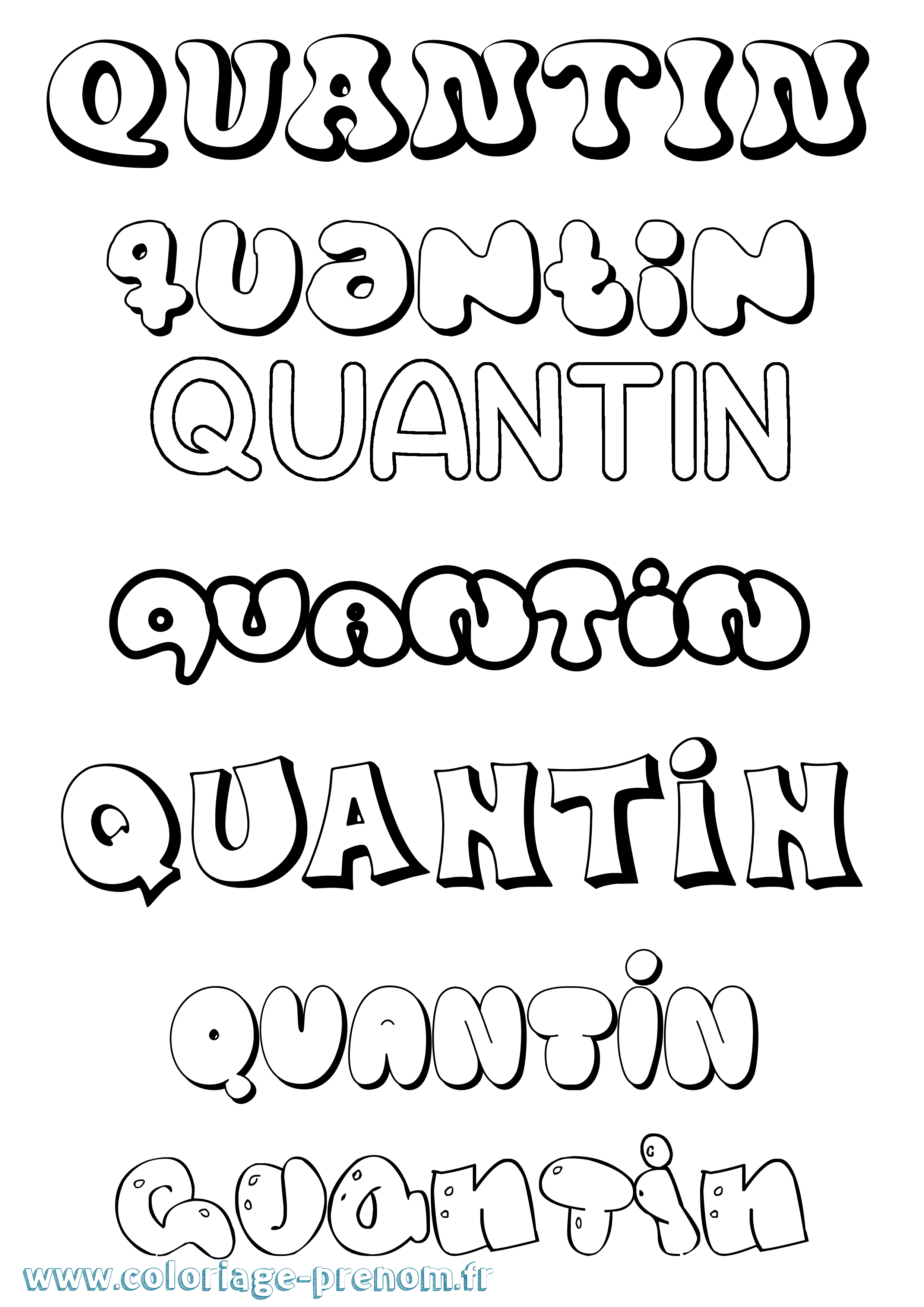 Coloriage prénom Quantin Bubble