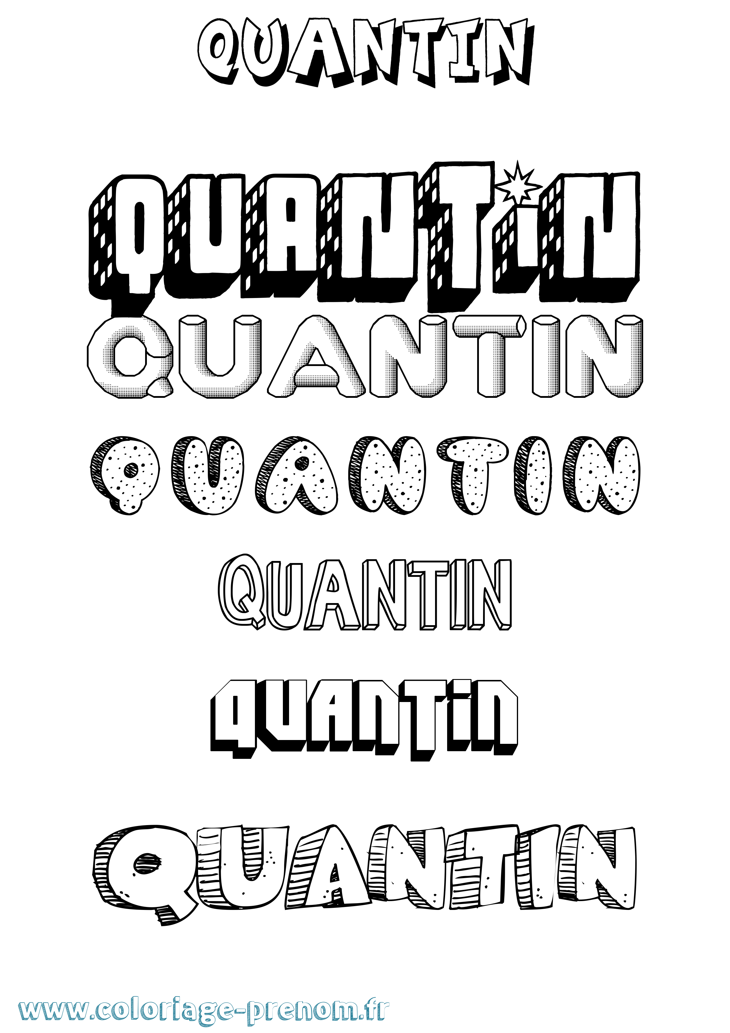 Coloriage prénom Quantin Effet 3D